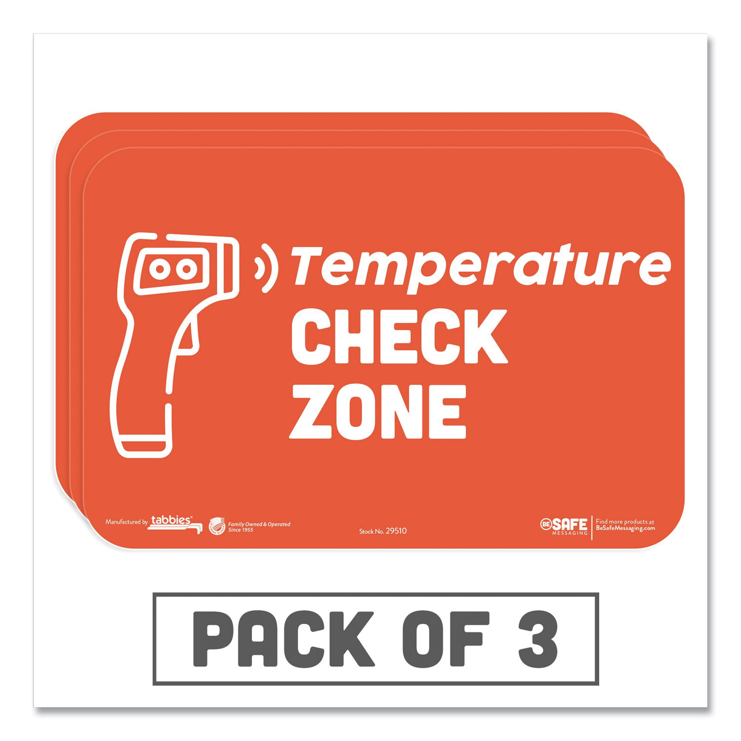  Tabbies 29510 BeSafe Messaging Education Wall Signs, 9 x 6,  Temperature Check Zone, 3/Pack (TAB29510) 