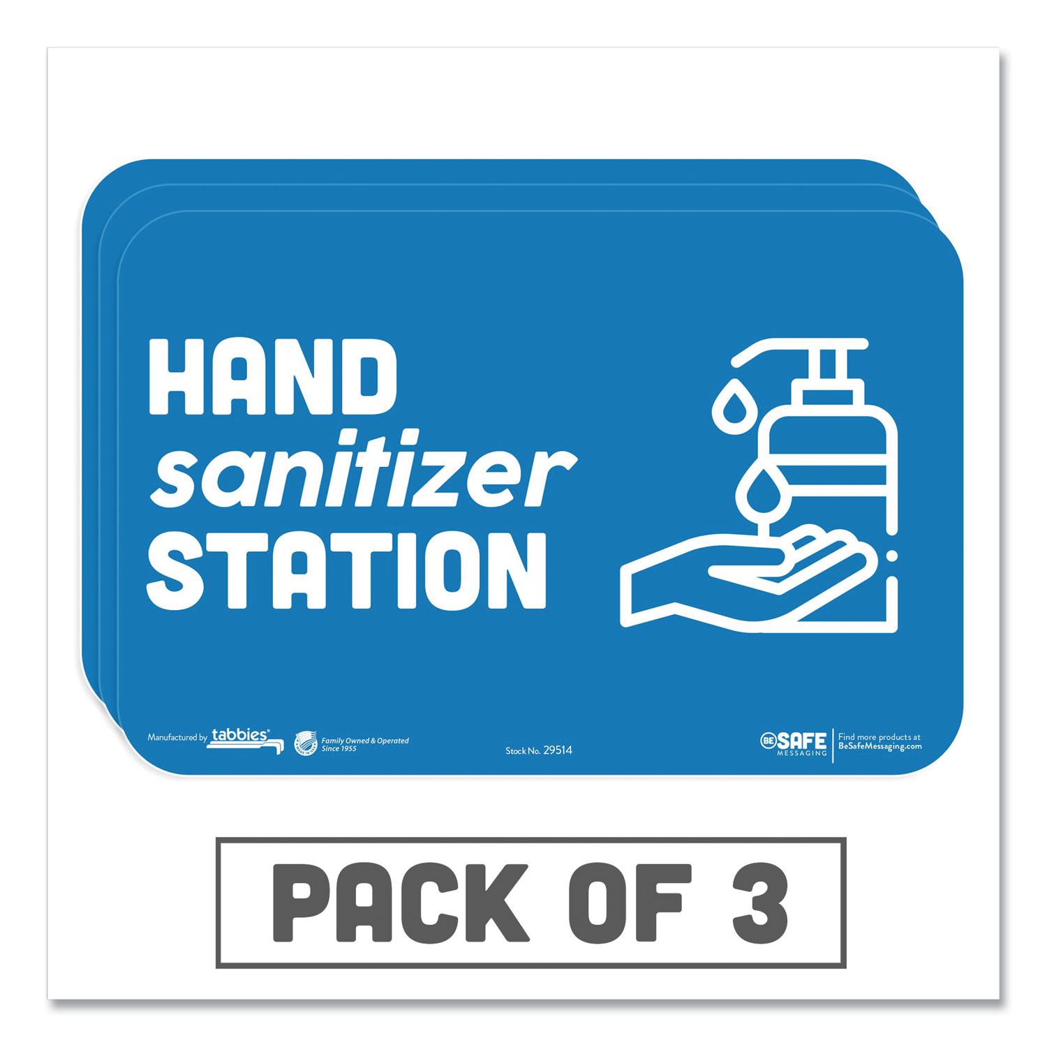  Tabbies 29514 BeSafe Messaging Education Wall Signs, 9 x 6,  Hand Sanitizer Station, 3/Pack (TAB29514) 