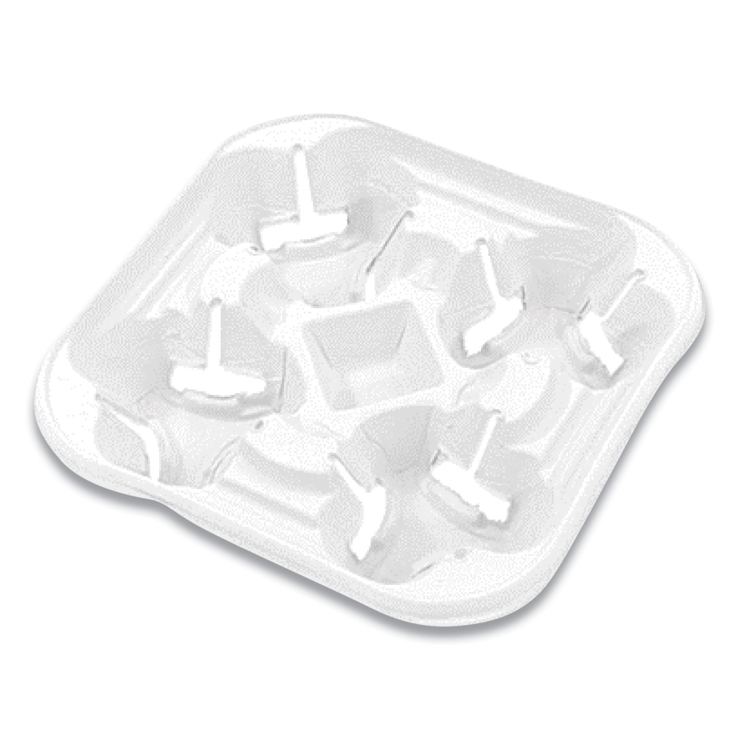 Chinet® StrongHolder Molded Fiber Cup Tray, 8-22 oz, Four Cups, White, 300/Carton
