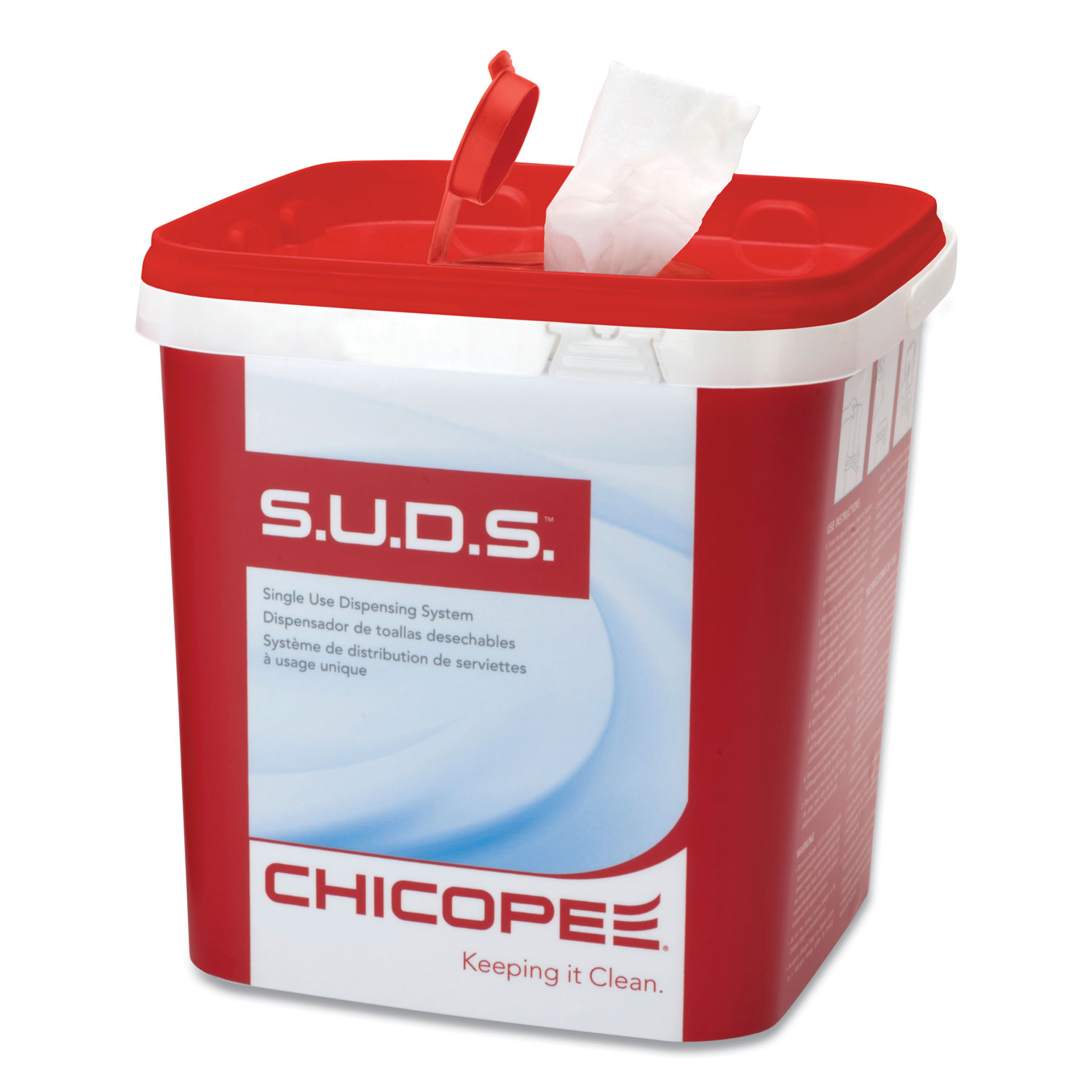  Chicopee 0728 S.U.D.S Bucket with Lid, 7.5 x 7.5 x 8, Red/White, 3/Carton (CHI0728) 