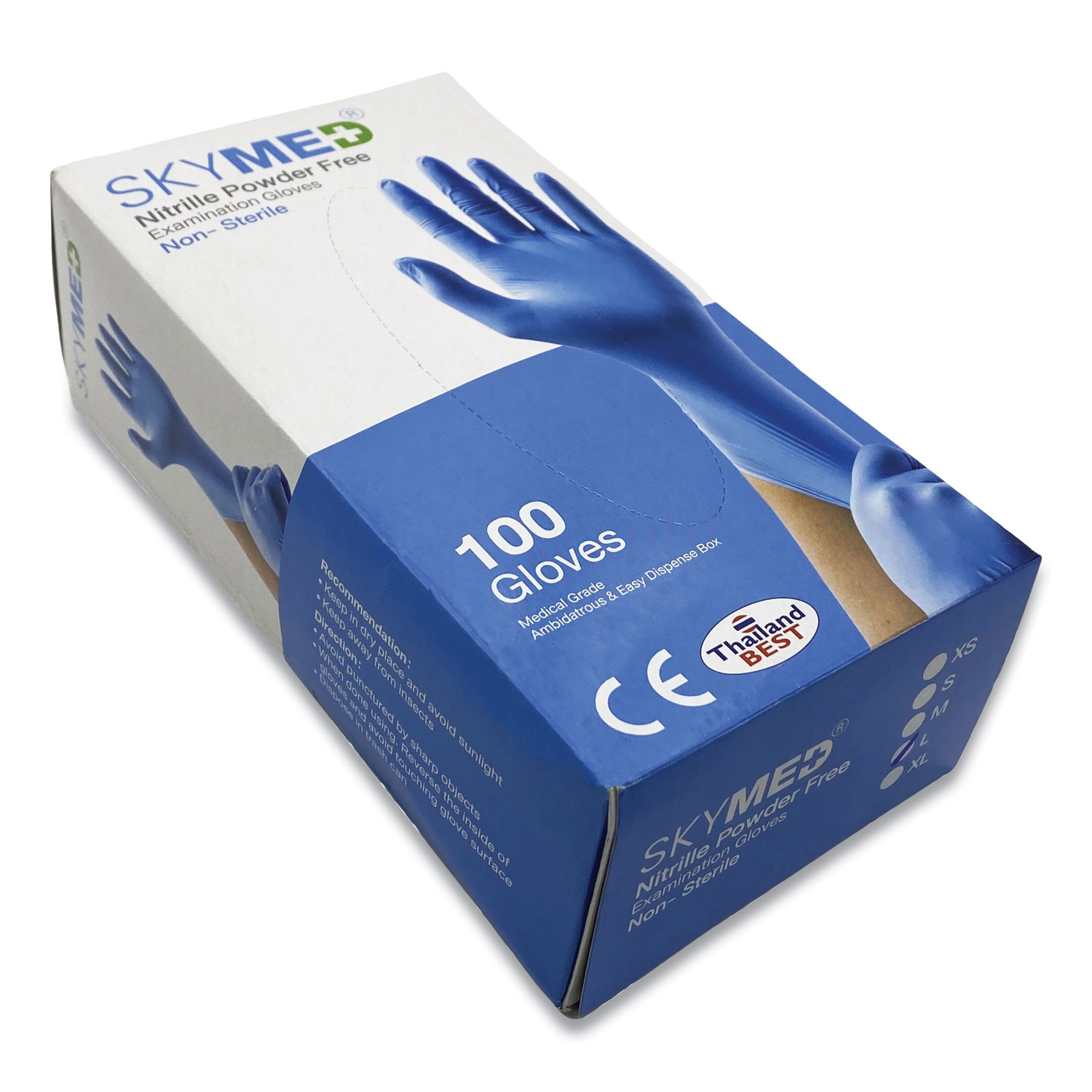  Skymed CNG-100/0911M Nitrile Gloves, Blue, Medium, 100/Box, 10 Boxes/Carton (NMDCNG1000911M) 