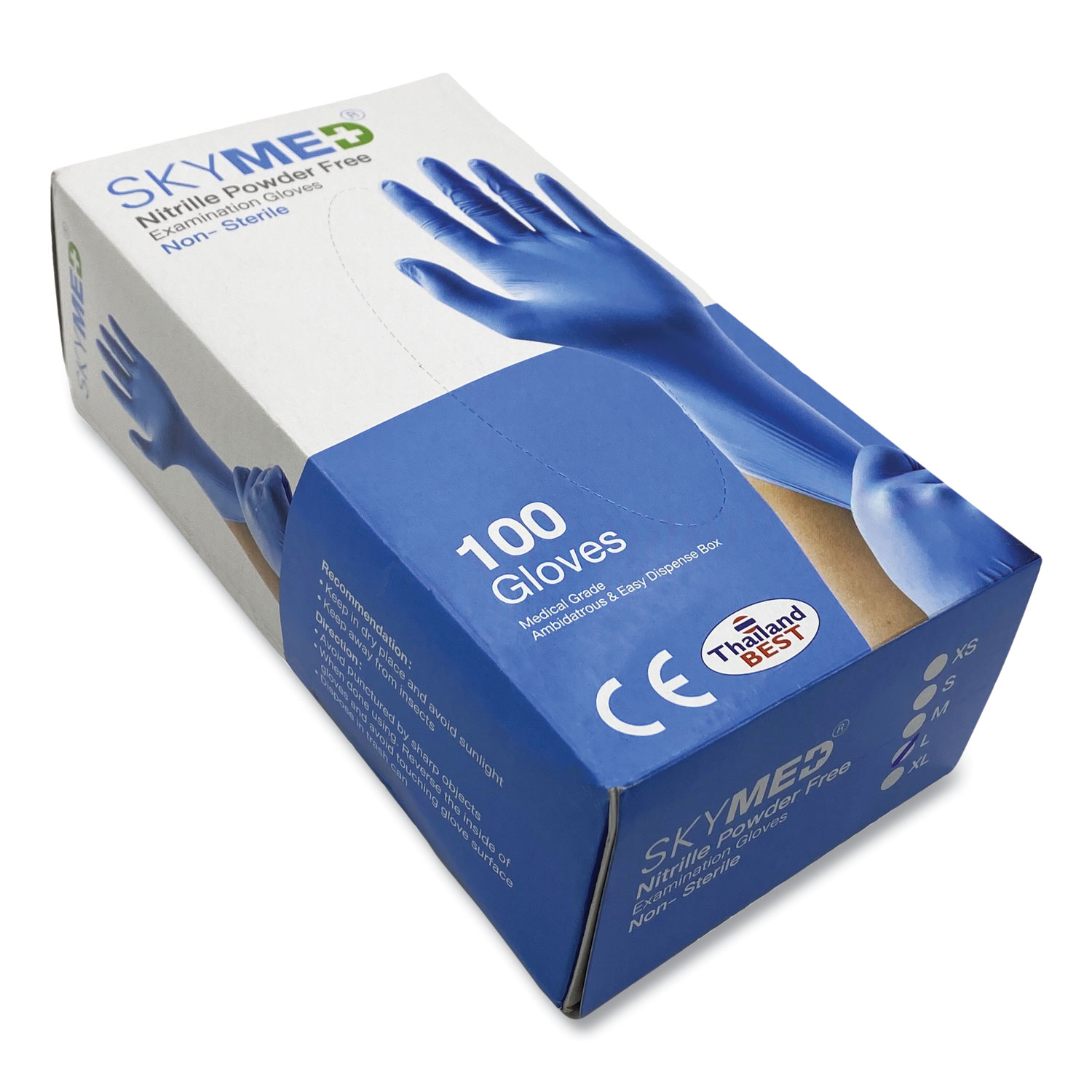  Skymed CNG-100/0911L Nitrile Gloves, Blue, Large, 100/Box, 10 Boxes/Carton (NMDCNG1000911L) 