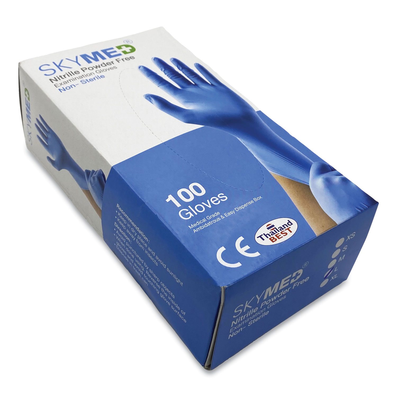  Skymed CNG-100/0911XL Nitrile Gloves, Blue, X-Large, 100/Box, 10 Boxes/Carton (NMDCNG1000911XL) 