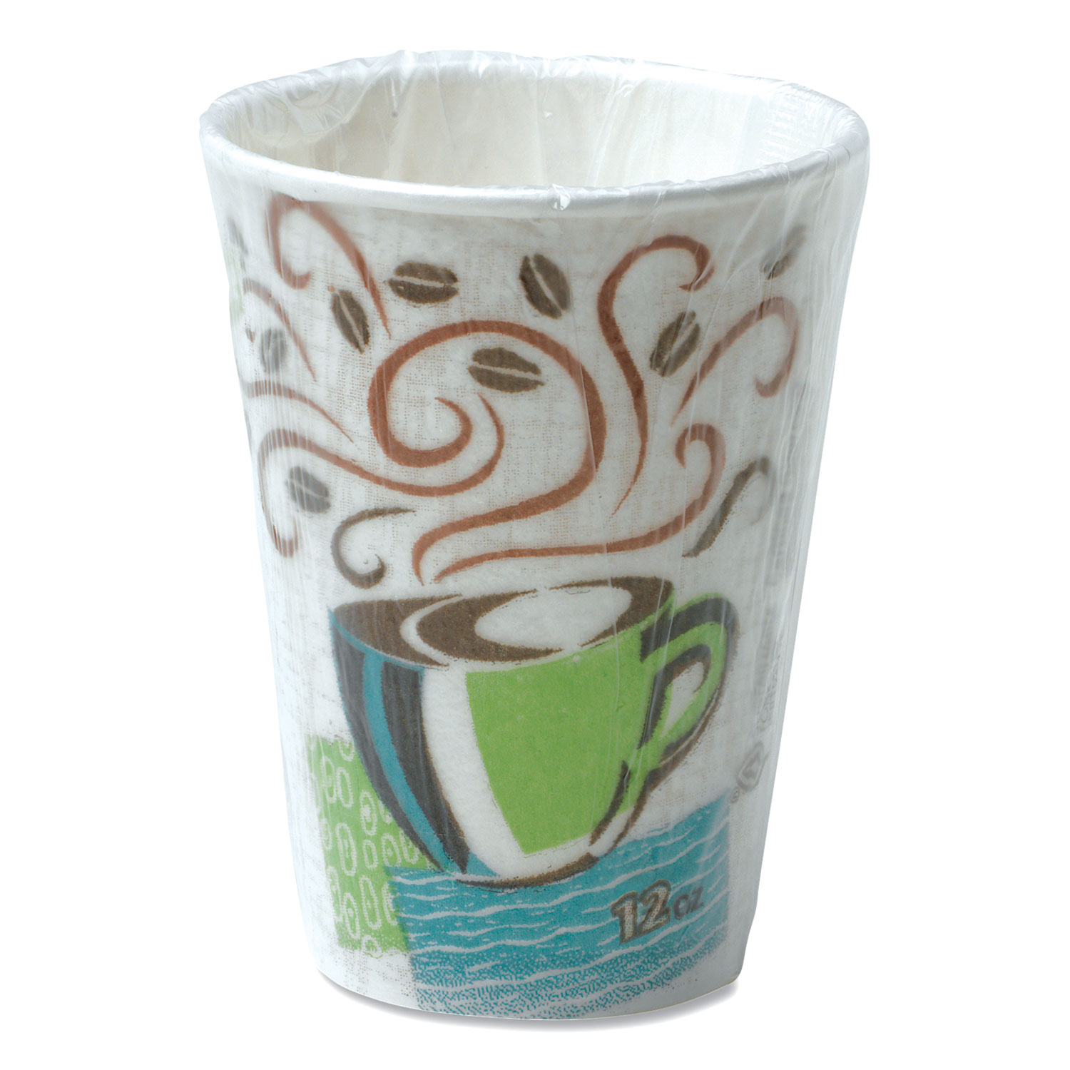  Dixie 5342CDWR PerfecTouch Paper Hot Cups, 12 oz, Coffee Haze Design, Individually Wrapped, 1,000/Carton (DXE5342CDWR) 