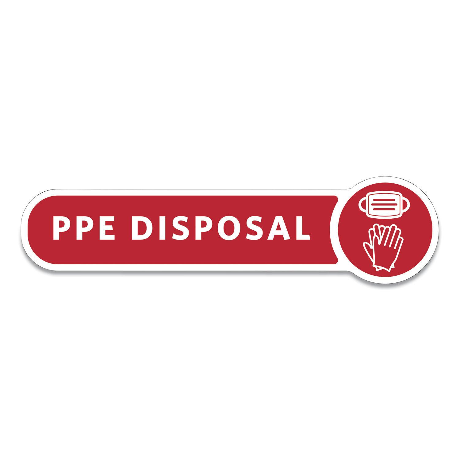 Rubbermaid® Commercial Medical Decal, PPE DISPOSAL, 10 x 2.5, Red