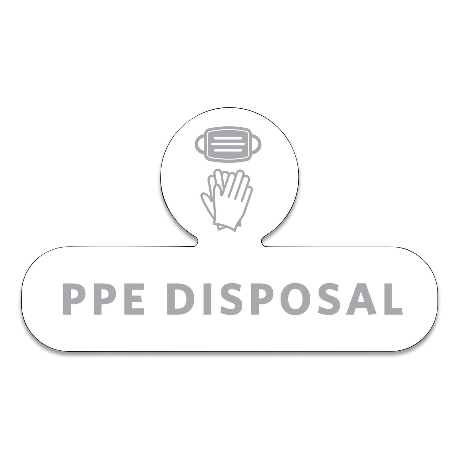 Rubbermaid® Commercial Medical Decal, PPE DISPOSAL, 9.5 x 5.6, White