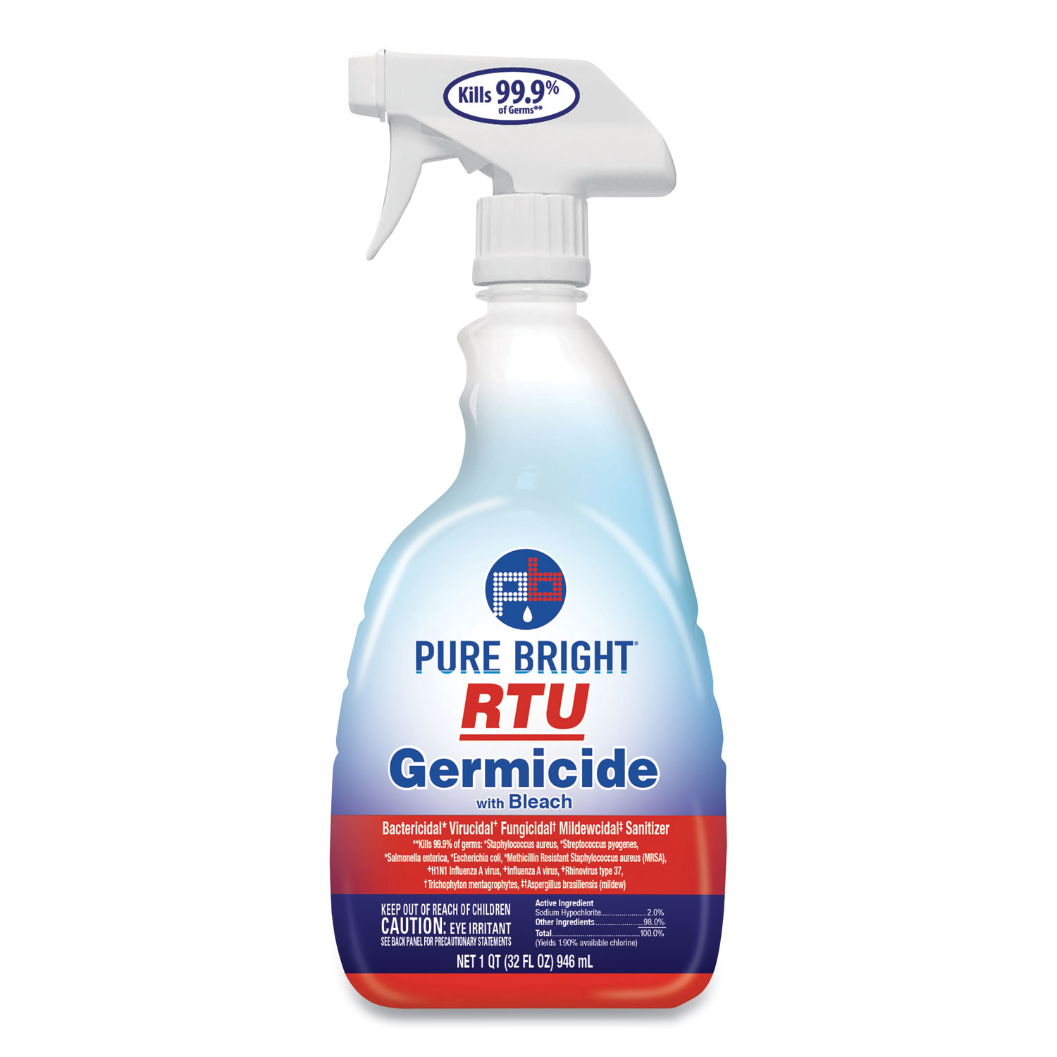 Pure Bright 21598638591 RTU Germicide With Bleach, Fresh Scent, 32 oz Spray Bottle, 9/Carton (KIK21598638591) 