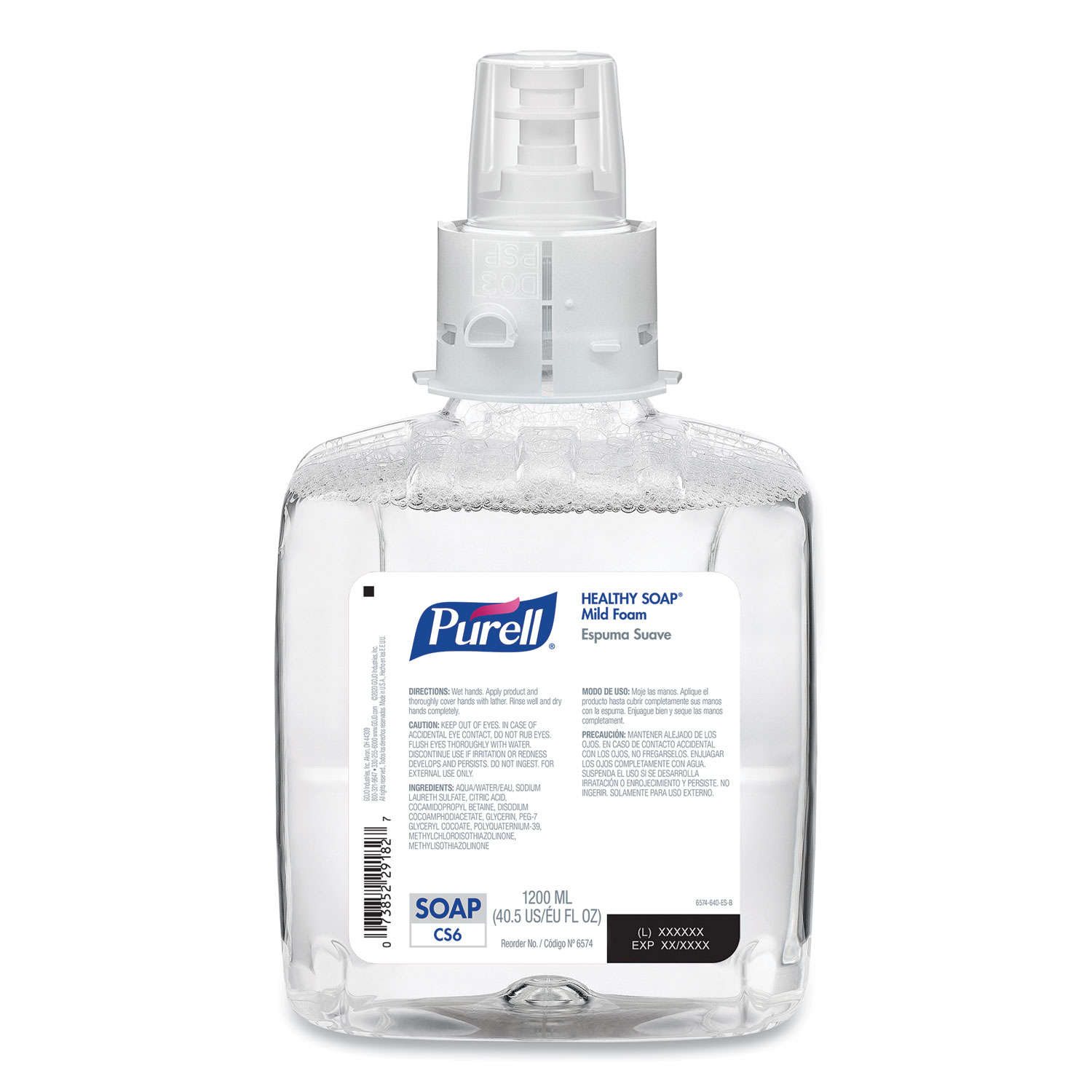 PURELL® HEALTHY SOAP Mild Foam, For CS6 Dispensers, Fragrance-Free, 1,200 mL, 2/Carton