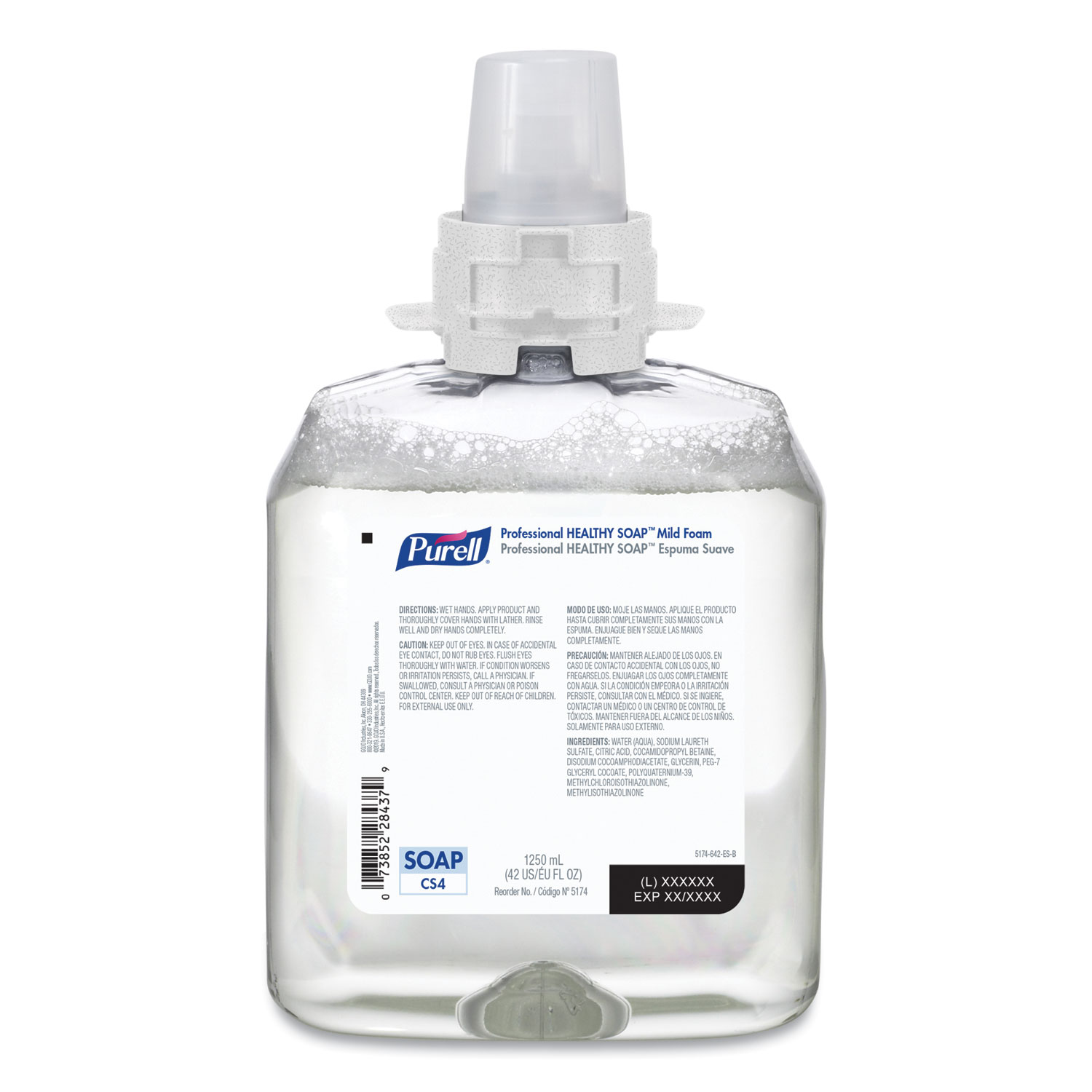  PURELL 5174-04 Professional HEALTHY SOAP Mild Foam, Fragrance-Free, For CS4 Dispensers, 1,250 mL, 4/Carton (GOJ517404CT) 