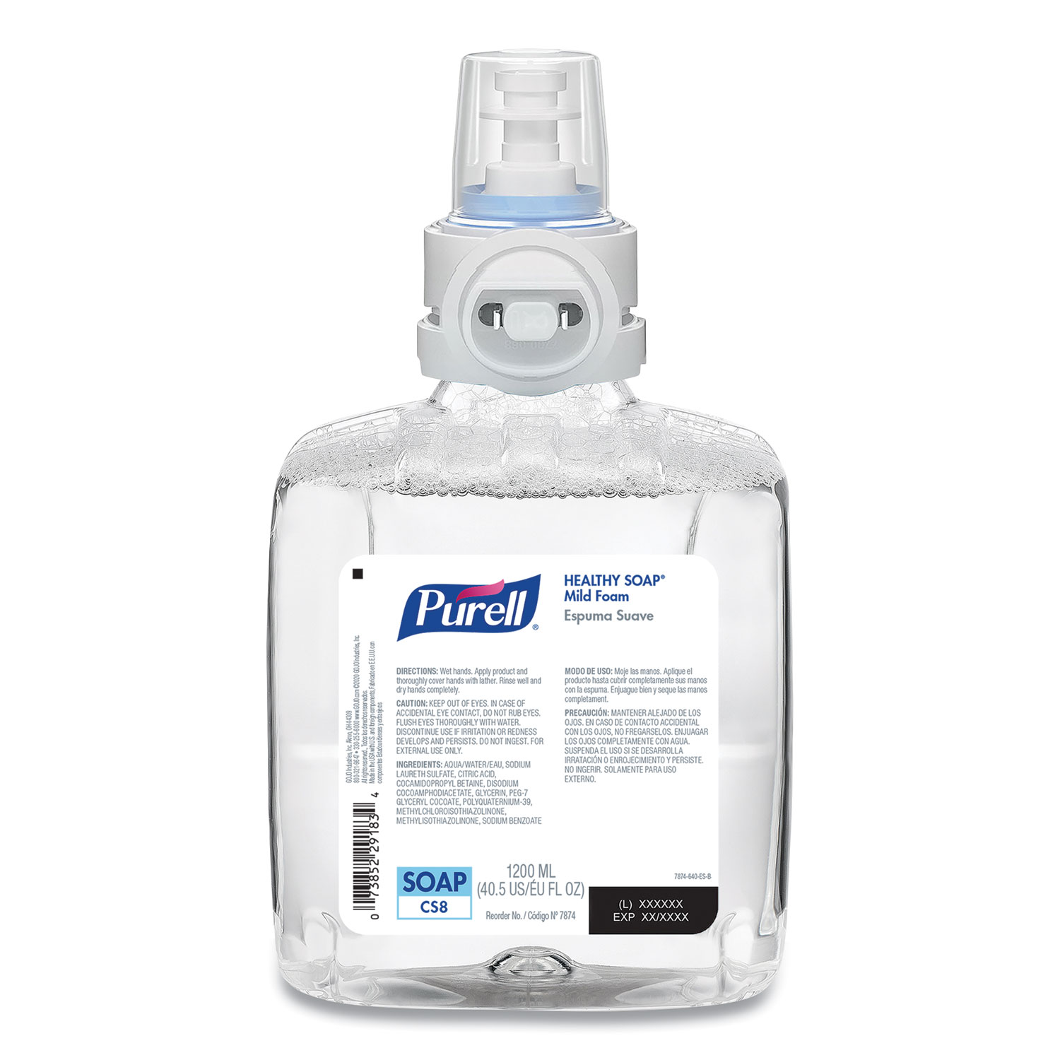  PURELL 7874-02 Professional HEALTHY SOAP Mild Foam, Fragrance-Free, For CS8 Dispensers, 1,200 mL, 2/Carton (GOJ787402CT) 