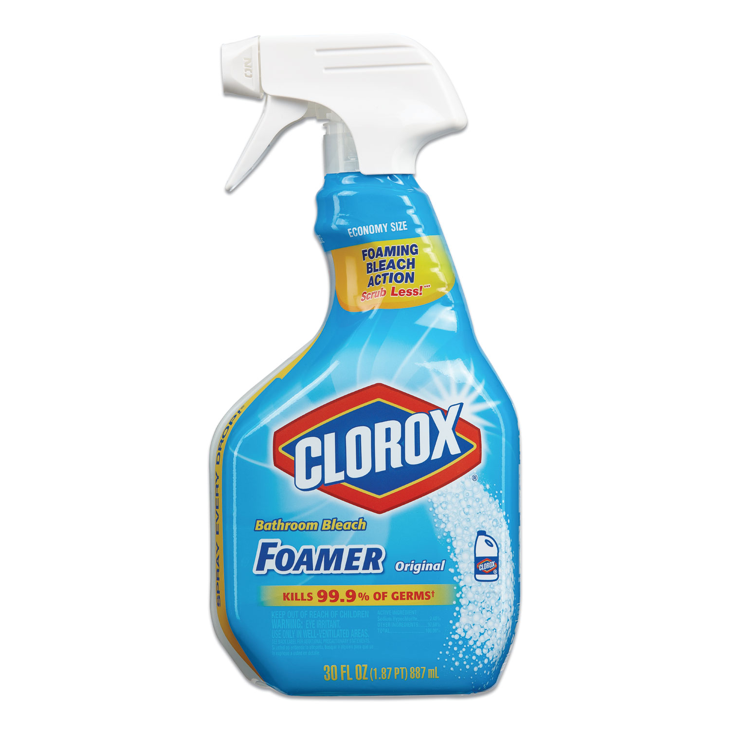  Clorox 30614 Bleach Foamer Bathroom Spray, Original, 30 oz Spray Bottle, 9/Carton (CLO30614) 