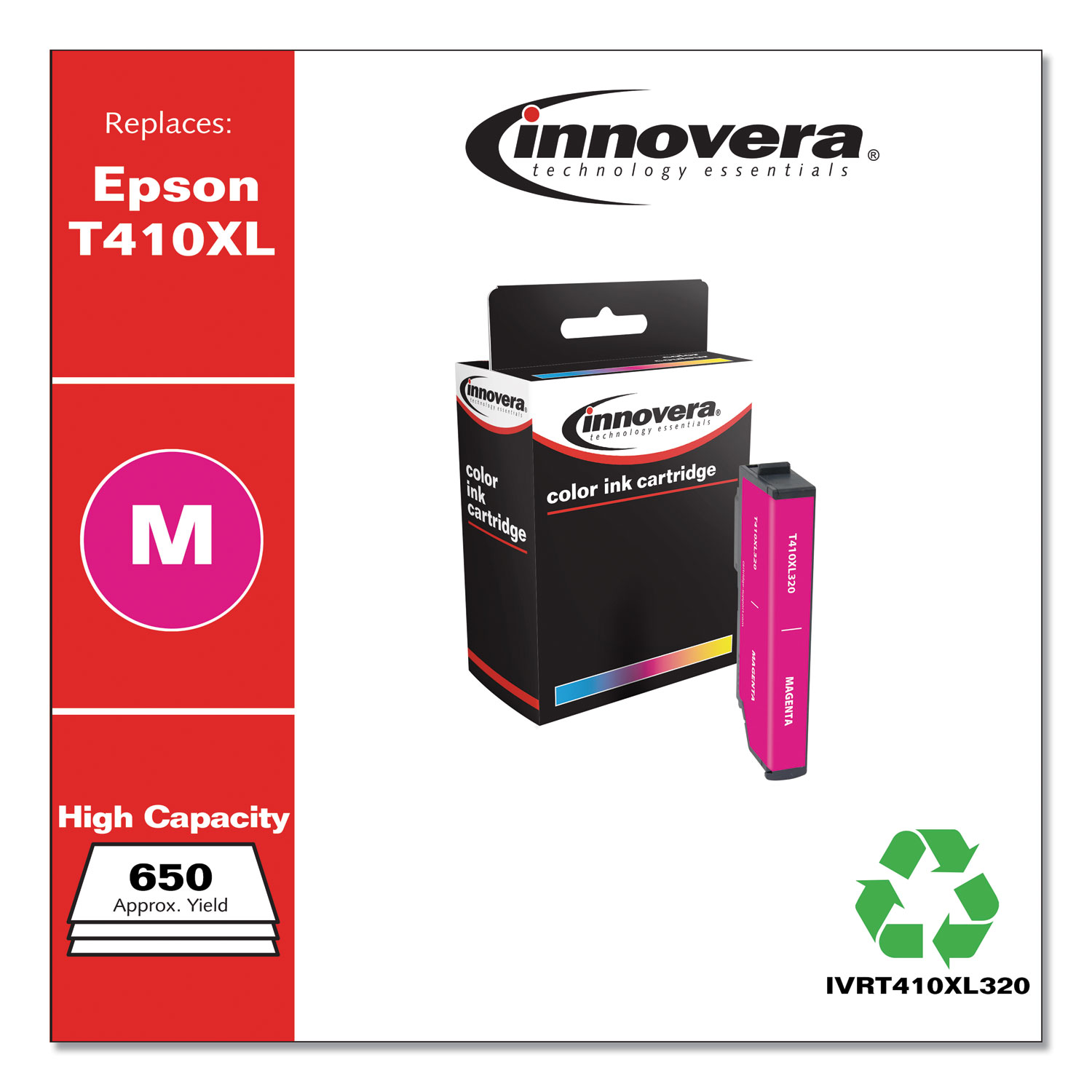  Innovera IVRT410XL320 Remanufactured Magenta High-Yield Ink, Replacement for Epson T410XL (T410XL320), 650 Page-Yield (IVRT410XL320) 