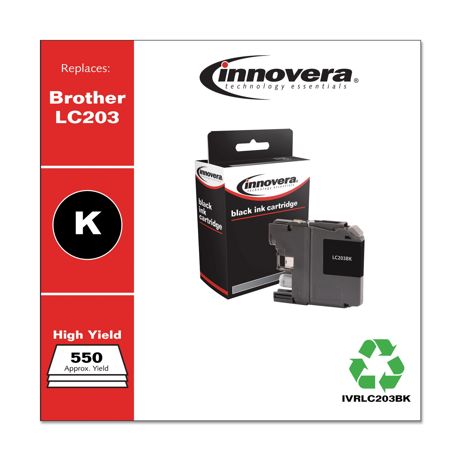  Innovera IVRLC203BK Remanufactured Black High-Yield Ink, Replacement for LC203BK, 550 Page-Yield (IVRLC203BK) 