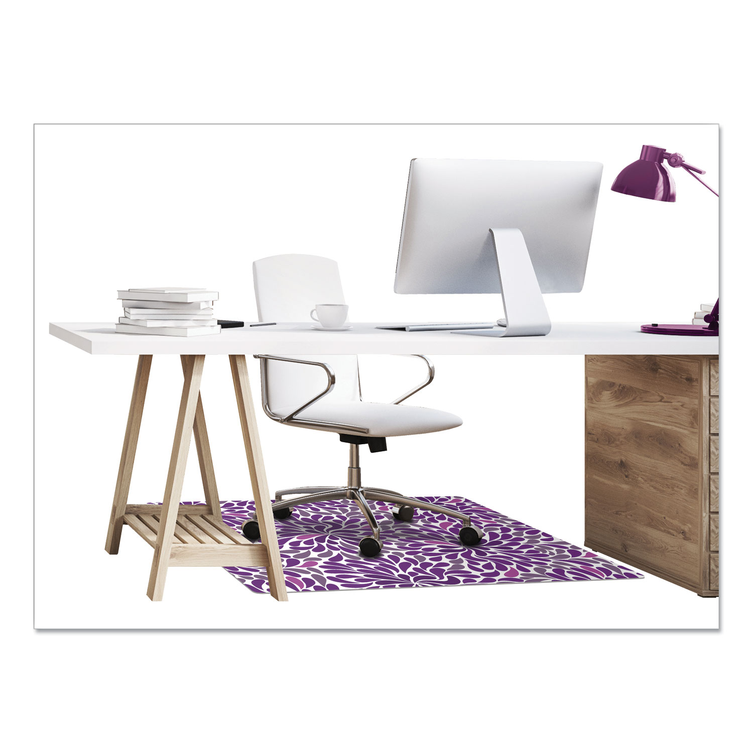 deflecto® FashionMat Chair Mat, Rectangular, 35 x 40, Rain
