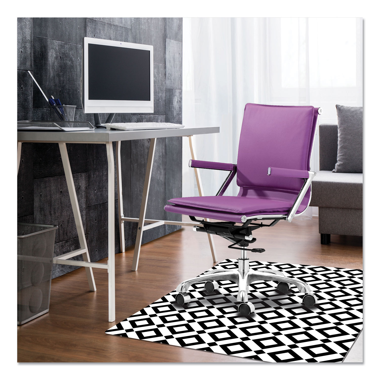  deflecto CM3540BD FashionMat Chair Mat, Rectangular, 35 x 40, Diamonds (DEFCM3540BD) 
