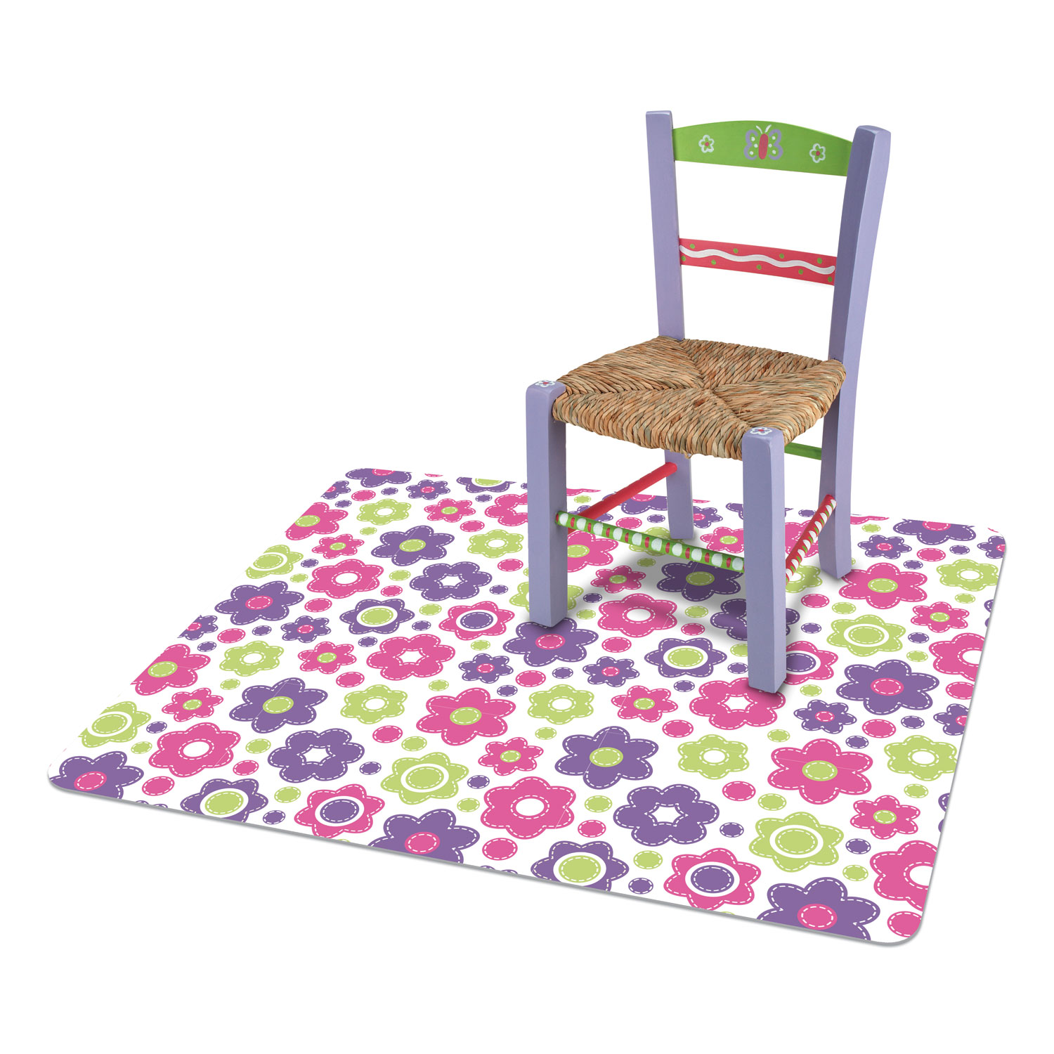  deflecto CM3540LD FashionMat Chair Mat, Rectangular, 35 x 40, Daisies (DEFCM3540LD) 