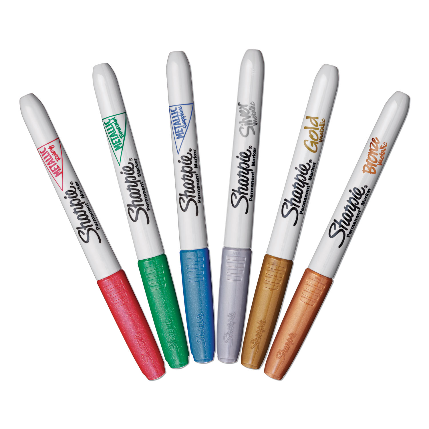 Metallic Fine Point Permanent Markers, Fine Bullet Tip, Blue-Green-Red,  6/Pack - BOSS Office and Computer Products