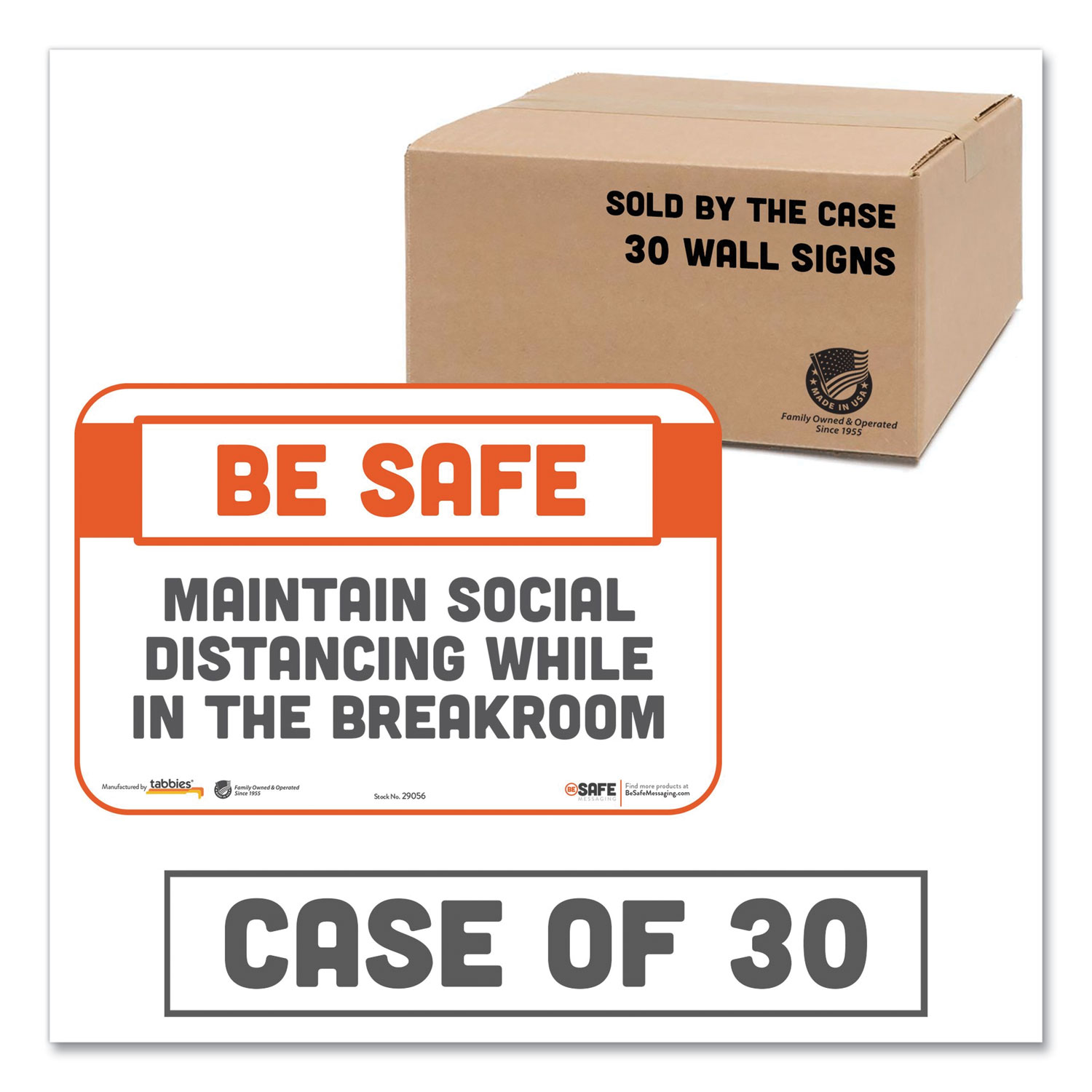  Tabbies 29156 BeSafe Messaging Repositionable Wall/Door Signs, 9 x 6, Maintain Social Distancing While In The Breakroom, White, 30/Carton (TAB29156) 
