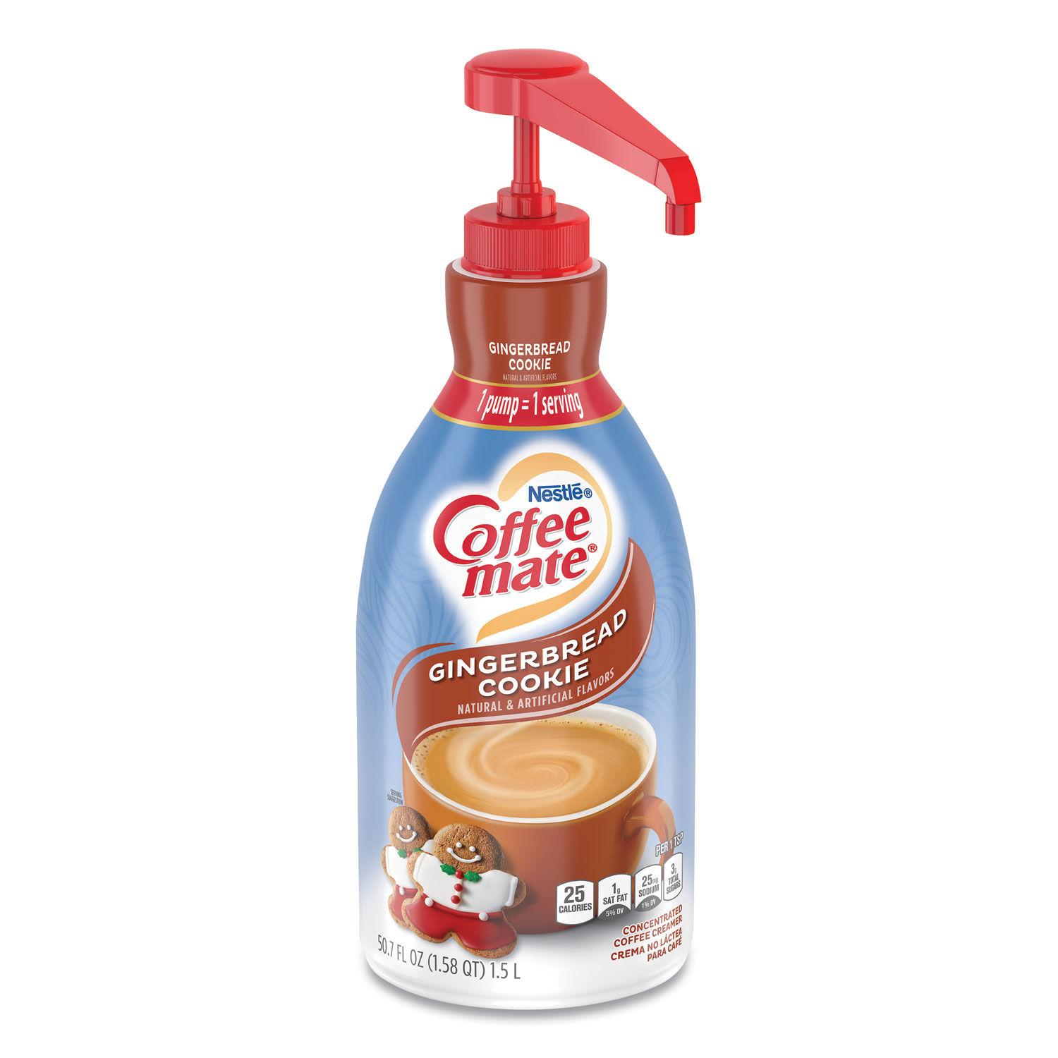 Coffee mate® Liquid Coffee Creamer, Gingerbread Cookie, 1.5 Liter Pump Bottle