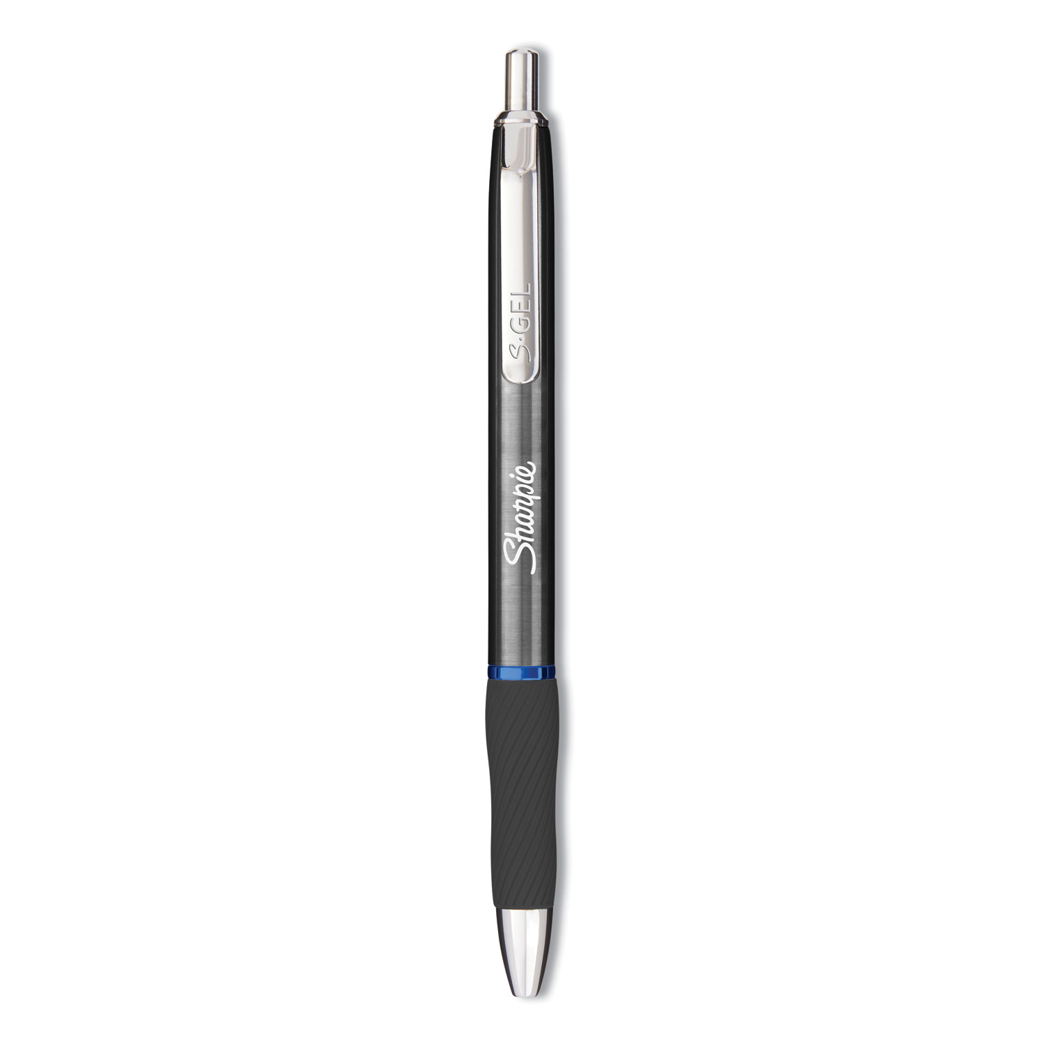 Sharpie® S-Gel™ Premium Metal Barrel Pen, Medium 0.7 mm, Blue Ink, Gun Metal Gray Barrel, Dozen