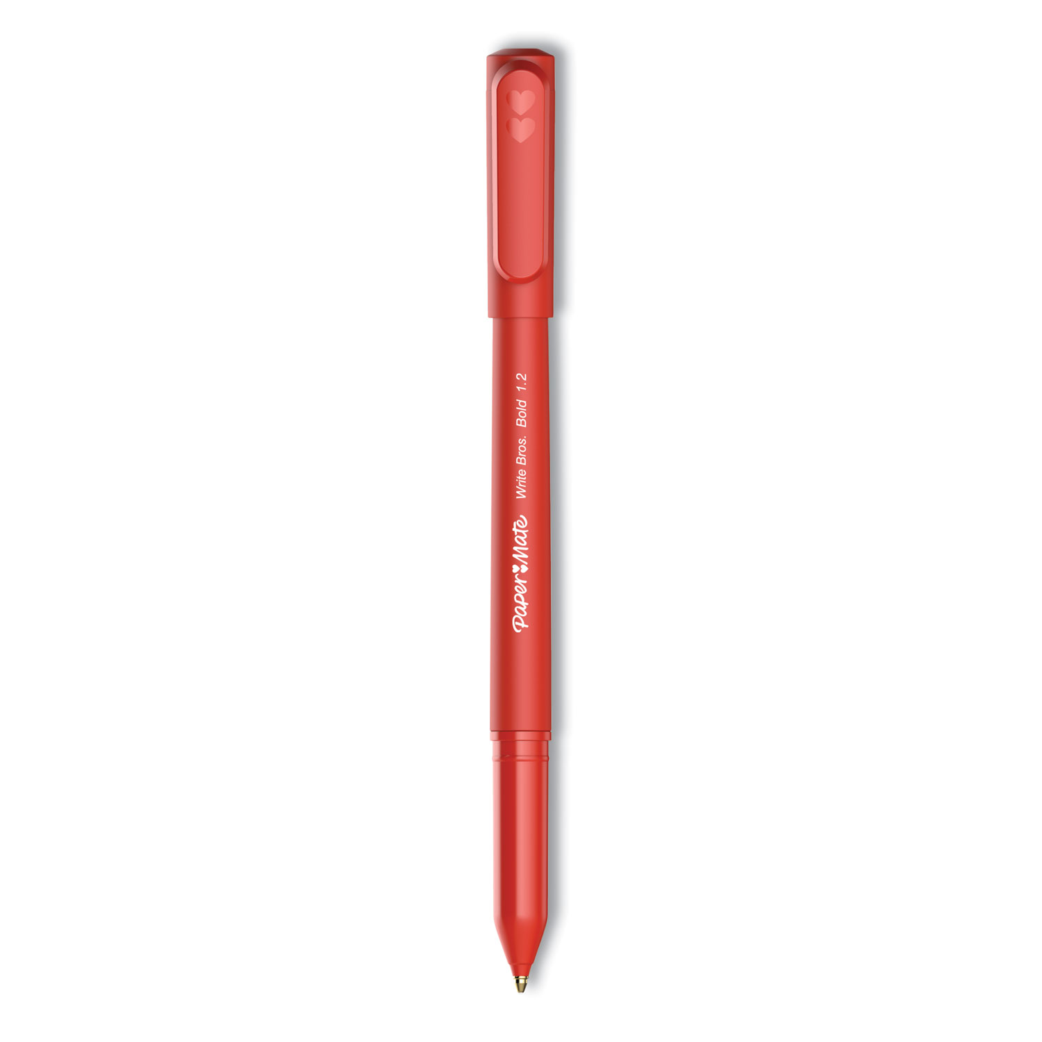 Paper Mate® Write Bros. Ballpoint Pen, Bold 1.2 mm, Red Ink/Barrel, Dozen