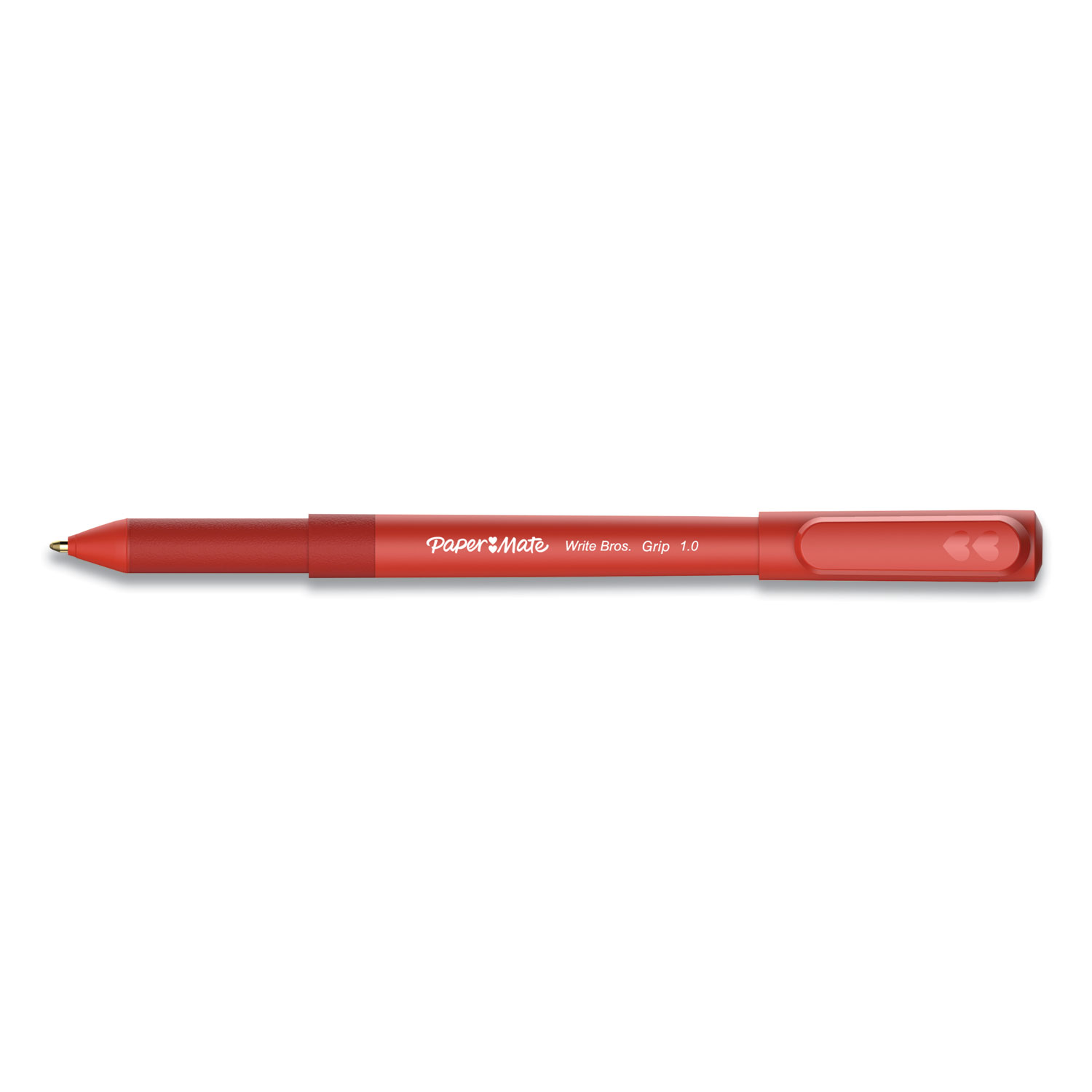  Paper Mate 2124505 Write Bros. Grip Ballpoint Pen, Medium, 1 mm, Red Ink/Barrel, Dozen (PAP2124505) 