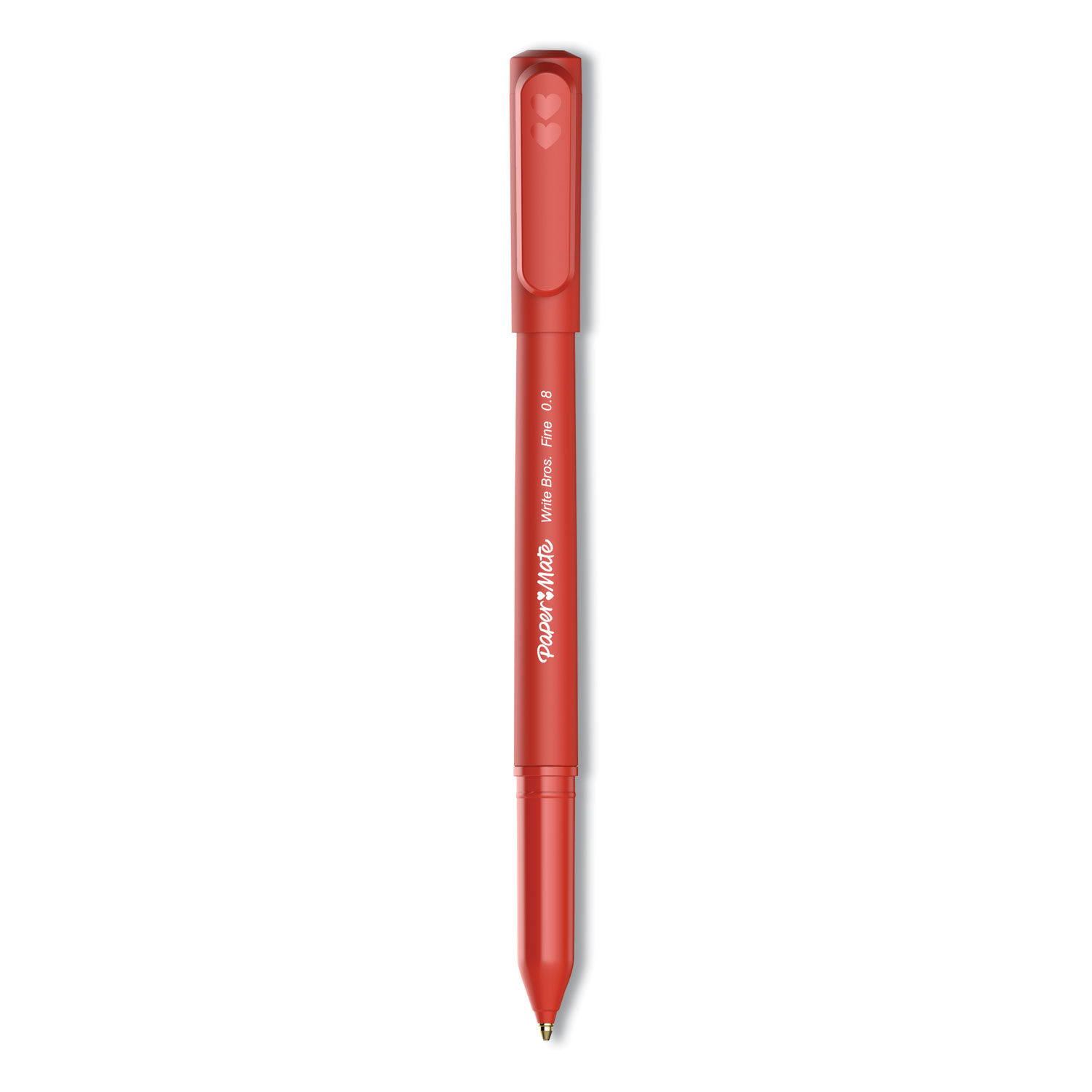Paper Mate® Write Bros. Ballpoint Pen, Fine 0.8 mm, Red Ink/Barrel, Dozen