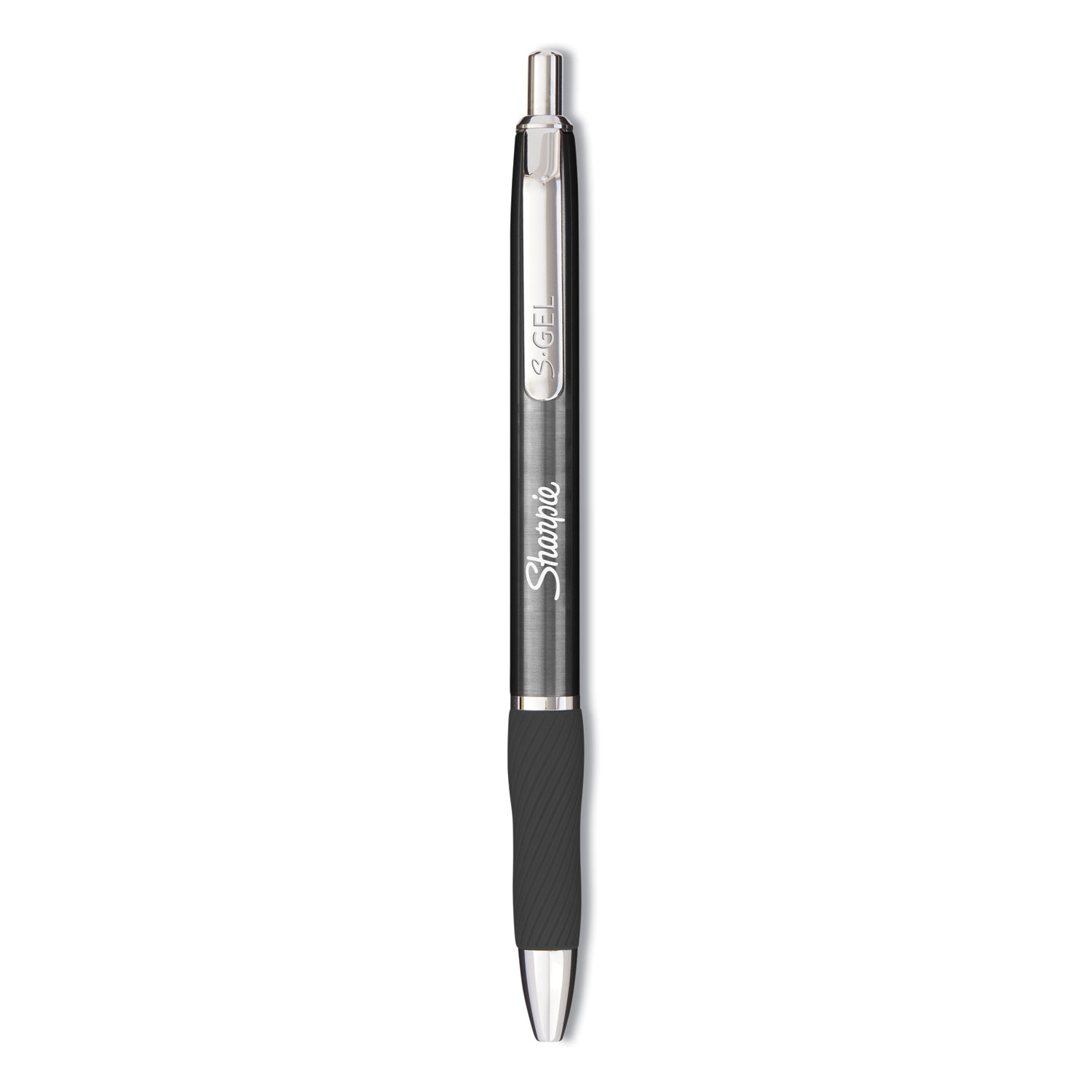 Sharpie® S-Gel™ Premium Metal Barrel Pen, Medium 0.7 mm, Black Ink, Gun Metal Gray Barrel, Dozen