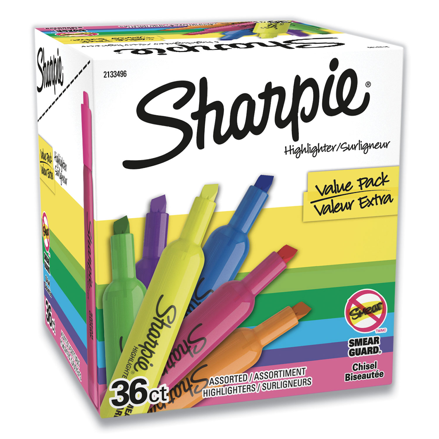 Sharpie® Tank Style Highlighters, Chisel Tip, Assorted Colors, 36/Pack