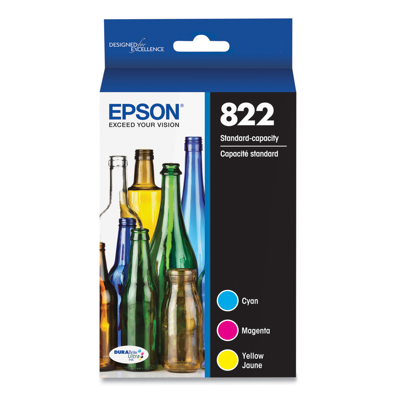  Epson T822520S T822520S (T822) DURABrite Ultra Ink, 240 Page-Yield, Cyan/Magenta/Yellow (EPST822520S) 