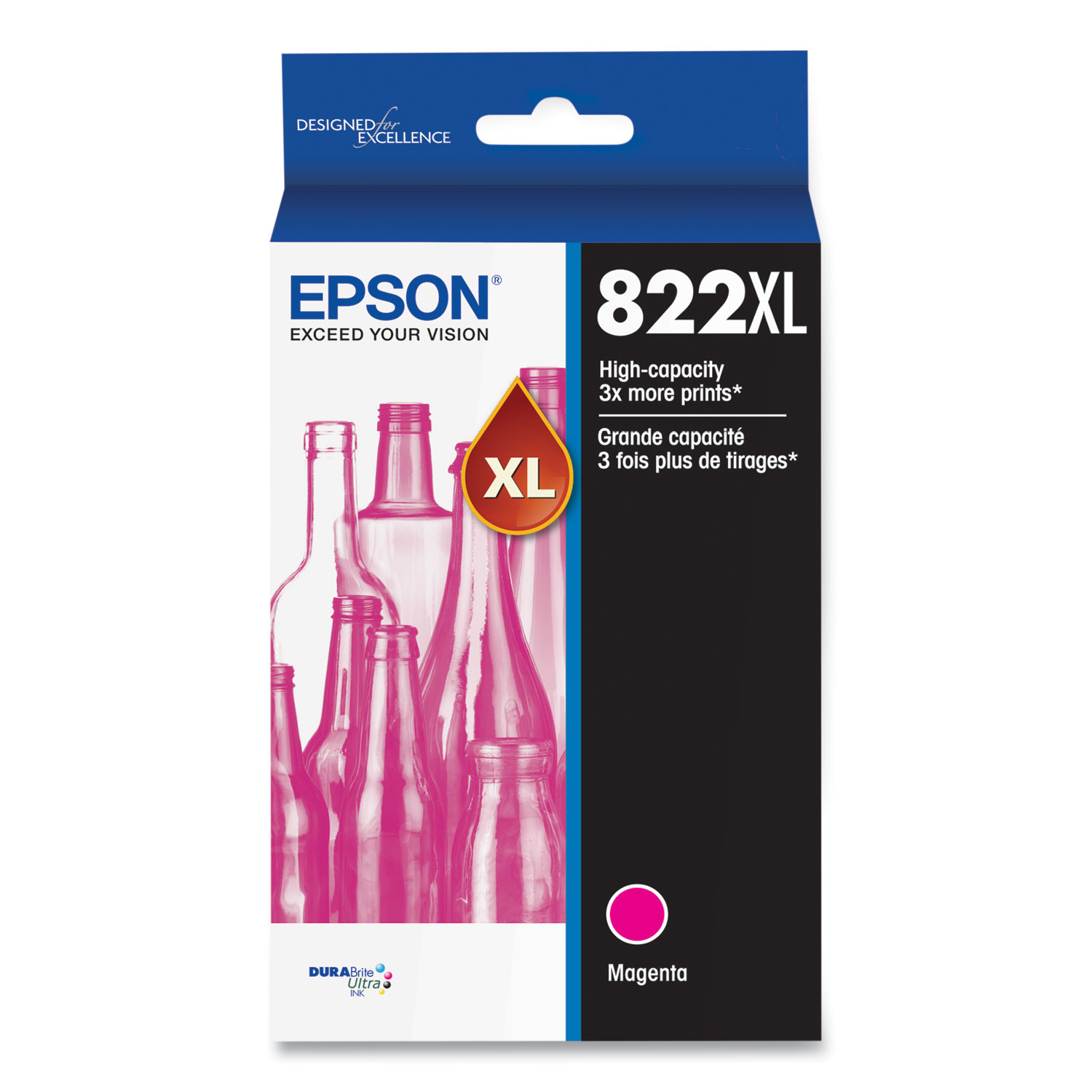  Epson T822XL320S T822XL320S (T822XL) DURABrite Ultra High-Yield Ink, 1,100 Page-Yield, Magenta (EPST822XL320S) 