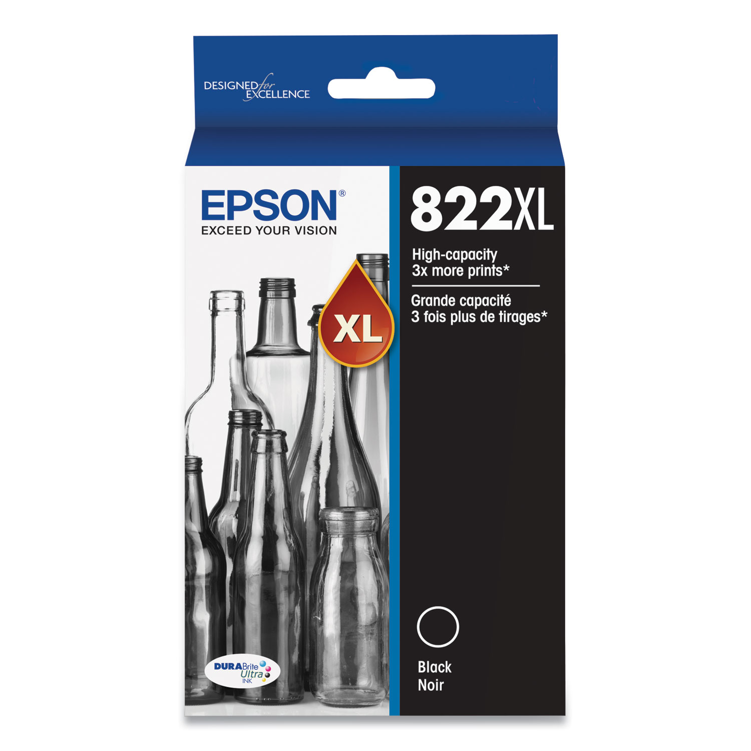 Epson T822XL120S T822XL120S (T822XL) DURABrite Ultra High-Yield Ink, 1,100 Page-Yield, Black (EPST822XL120S) 
