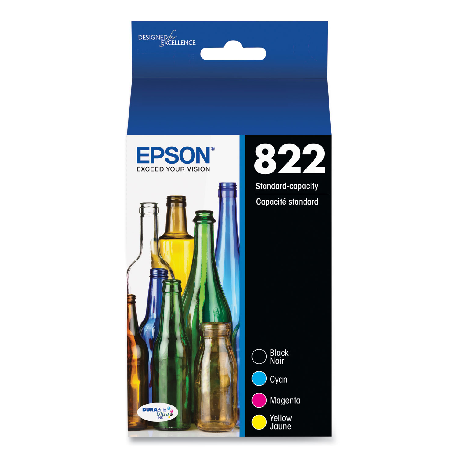  Epson T822120BCS T822120BCS (T822) DURABrite Ultra Ink, B-350;C,M,Y-240 Page-Yield, Black/Cyan/Magenta/Yellow (EPST822120BCS) 