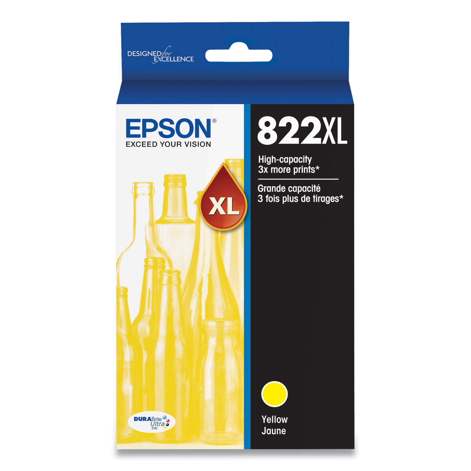  Epson T822XL420S T822XL420S (T822XL) DURABrite Ultra High-Yield Ink, 1,100 Page-Yield, Yellow (EPST822XL420S) 
