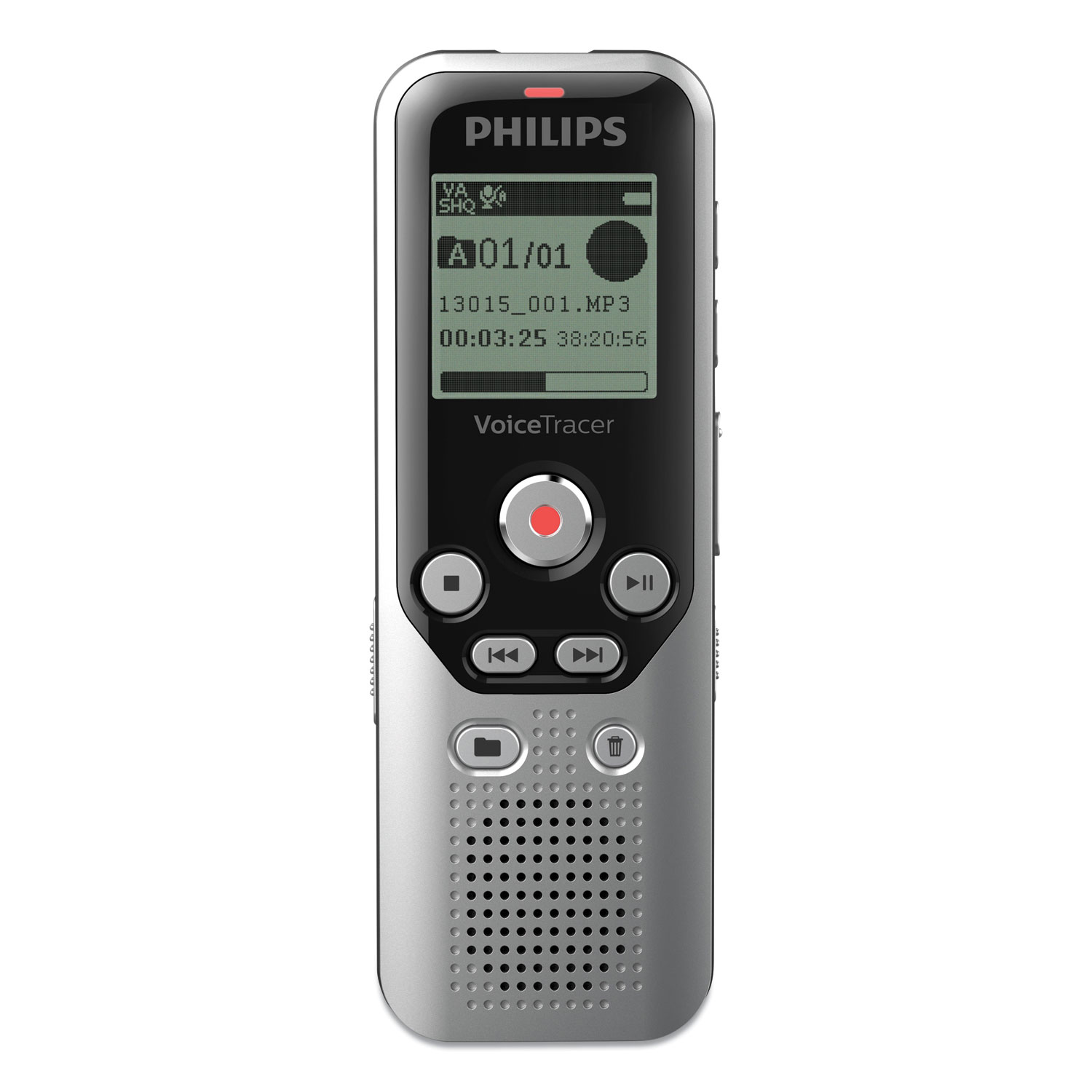  Philips DVT1250 Digital Voice Tracer 1250 Recorder, 8 GB, Black/Silver (PSPDVT1250) 
