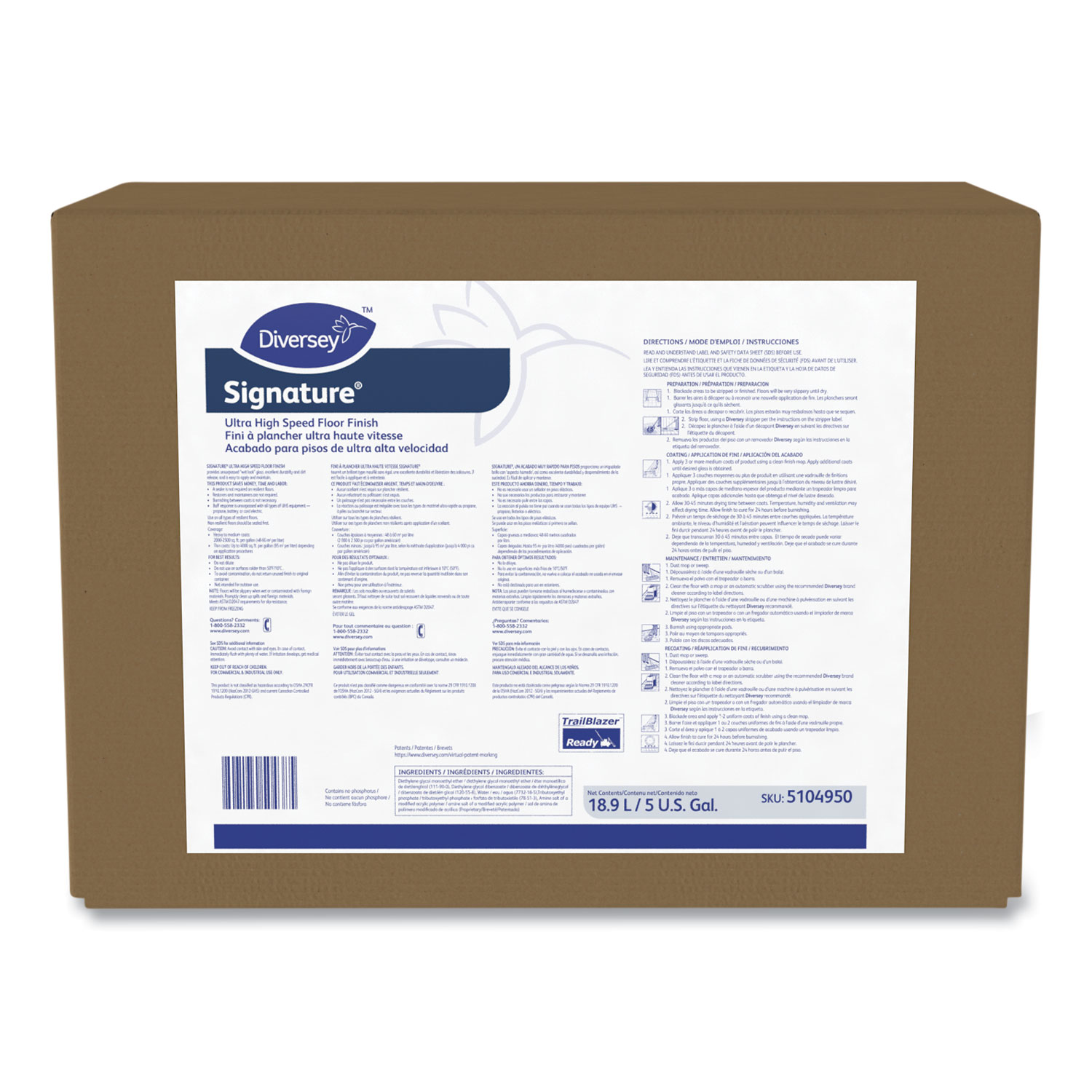 Signature UHS Floor Finish, Liquid, 5 gal, 1 Envirobox/Carton