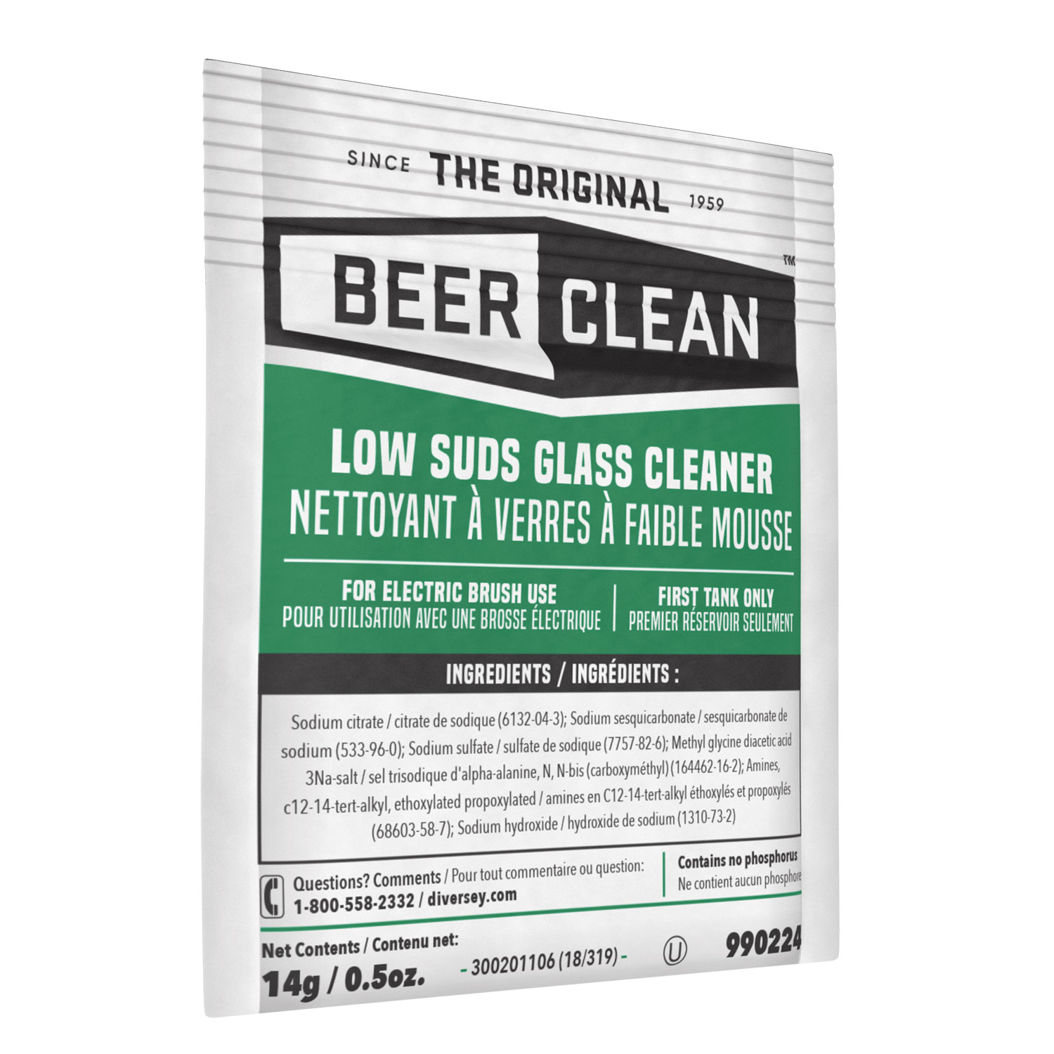 Beer Clean Glass Cleaner, Powder, 0.5 oz Packet, 100/Carton Golden