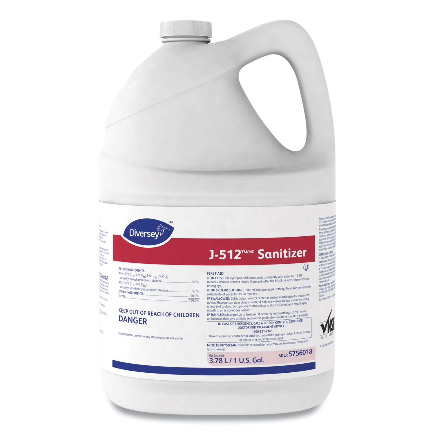 Diversey™ J-512TM/MC Santizer, 1 gal Bottle, 4/Carton