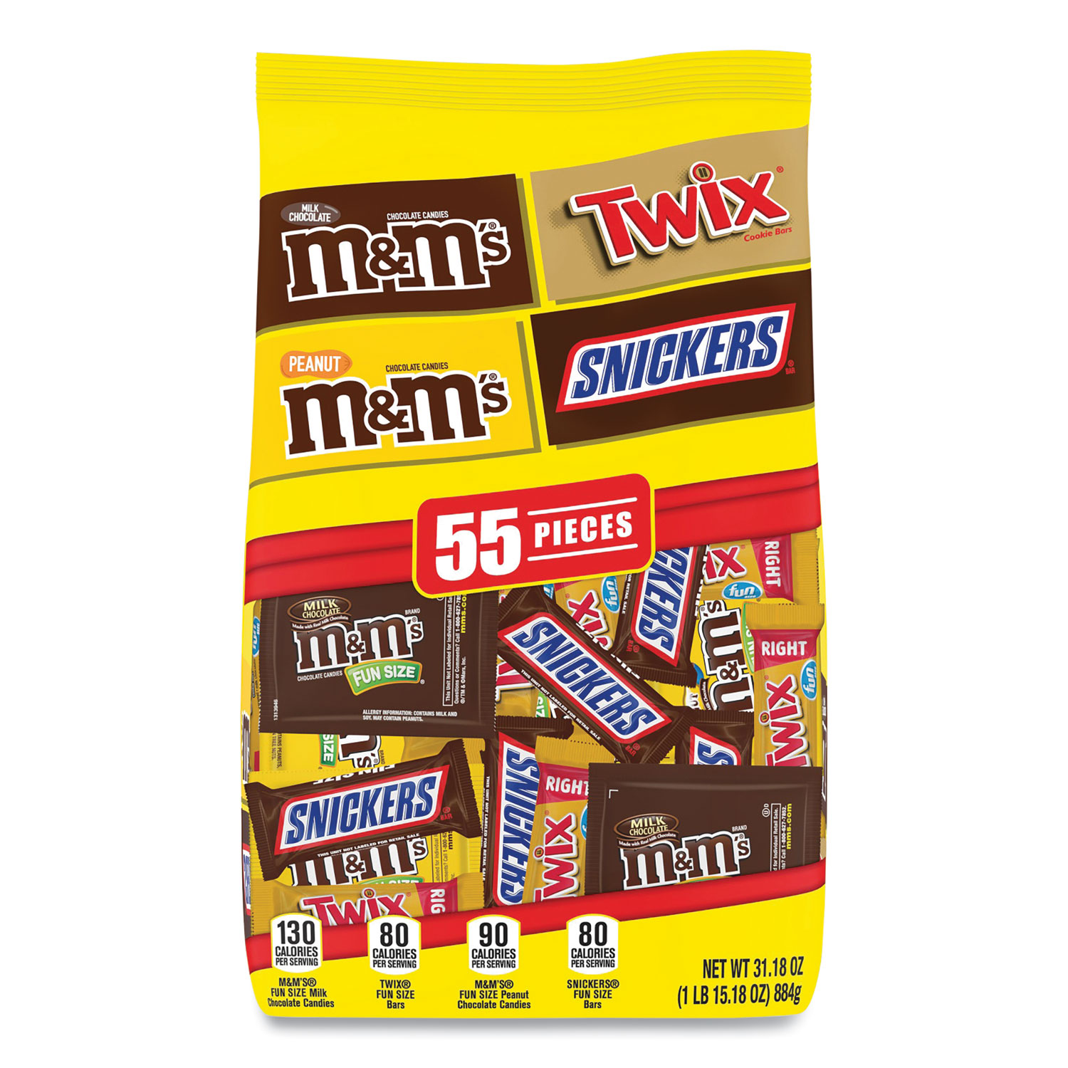  MARS 310356 Chocolate Favorites Fun Size Candy Bar Variety Mix, 31.18 oz Bag, 55 Pieces, Free Delivery in 1-4 Business Days (GRR22500033) 