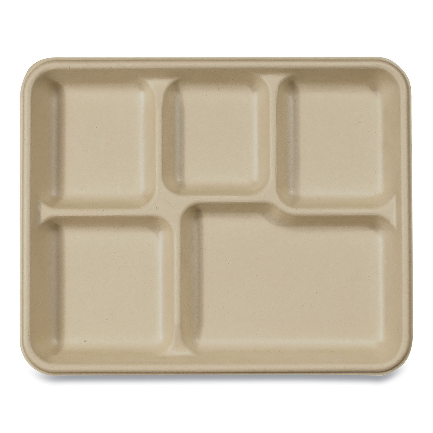 World Centric® Fiber Trays, School Tray with Five-Compartments, 10.5 x 8.5 x 1, Natural, 400/Carton