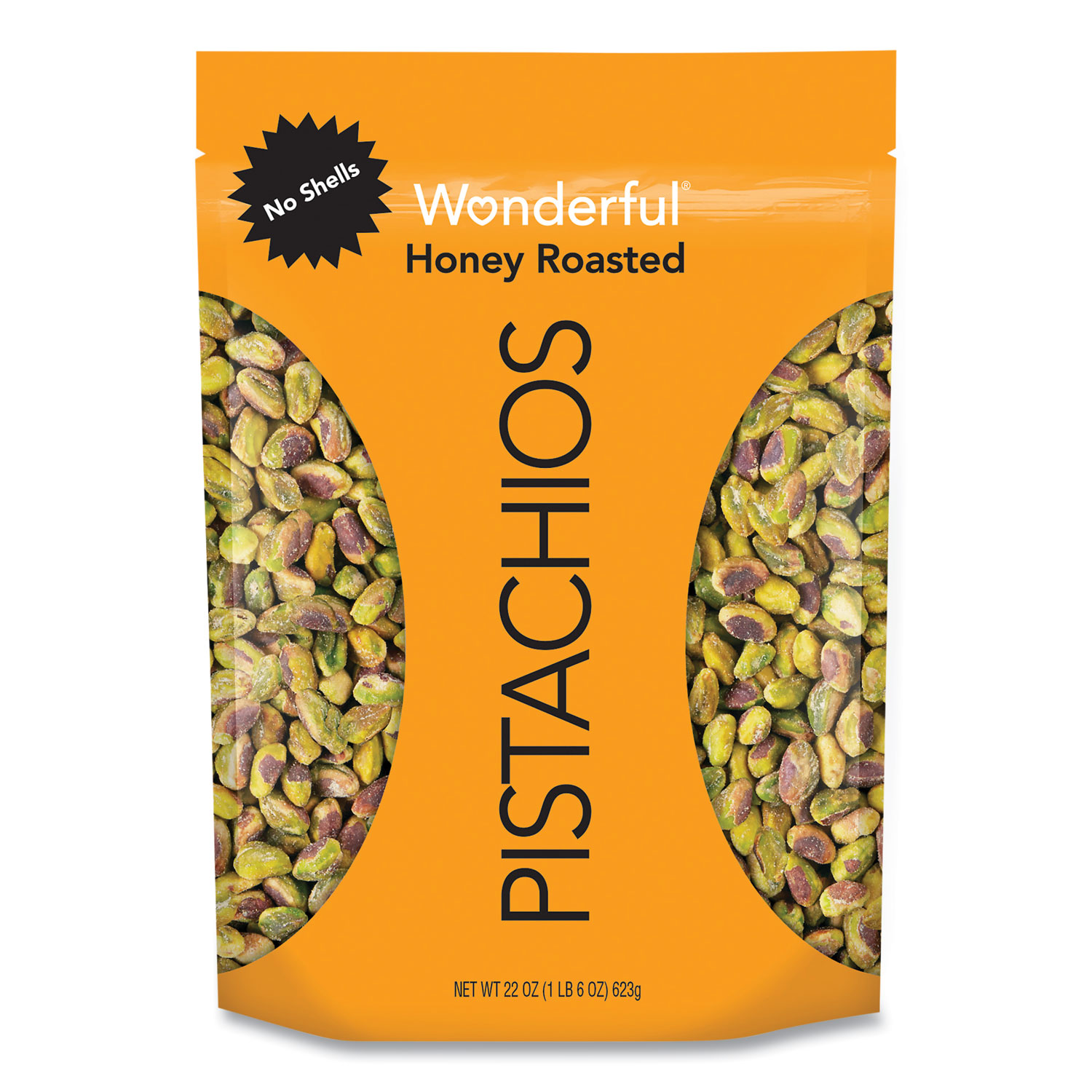  Wonderful 00009 No Shell Honey Roasted Pistachios, 22 oz Bag, Free Delivery in 1-4 Business Days (GRR22001163) 