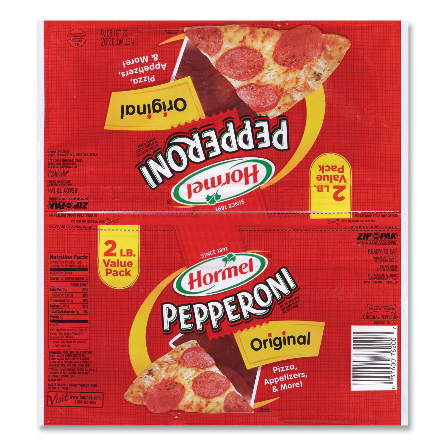  Hormel 76200 Pepperoni Slices, 16 oz Bag, 2/Pack, Free Delivery in 1-4 Business Days (GRR90200478) 