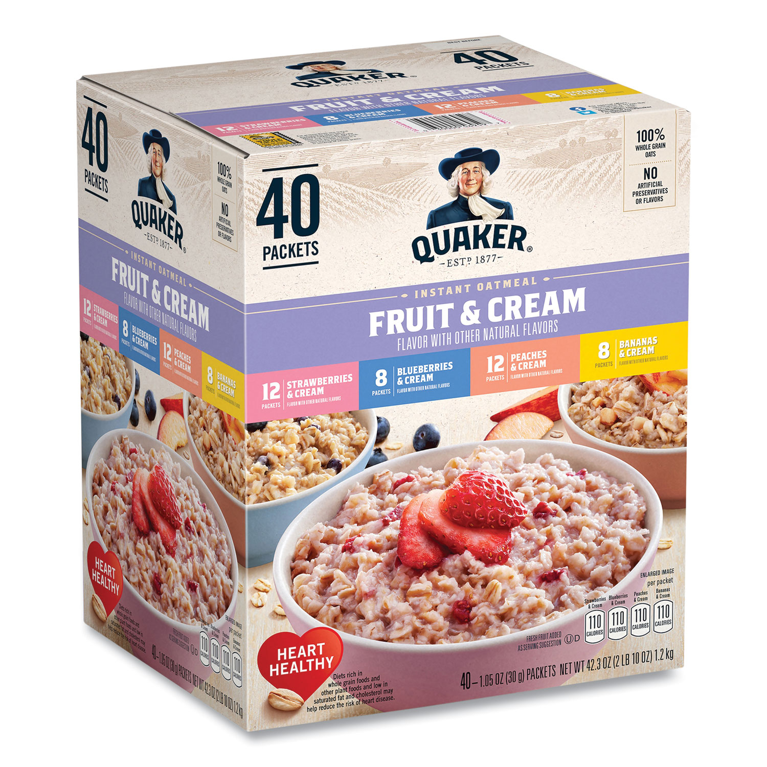  Quaker 12211 Instant Oatmeal, Assorted Varieties, 1.05 oz Packet, 40/Box, Free Delivery in 1-4 Business Days (GRR22001144) 