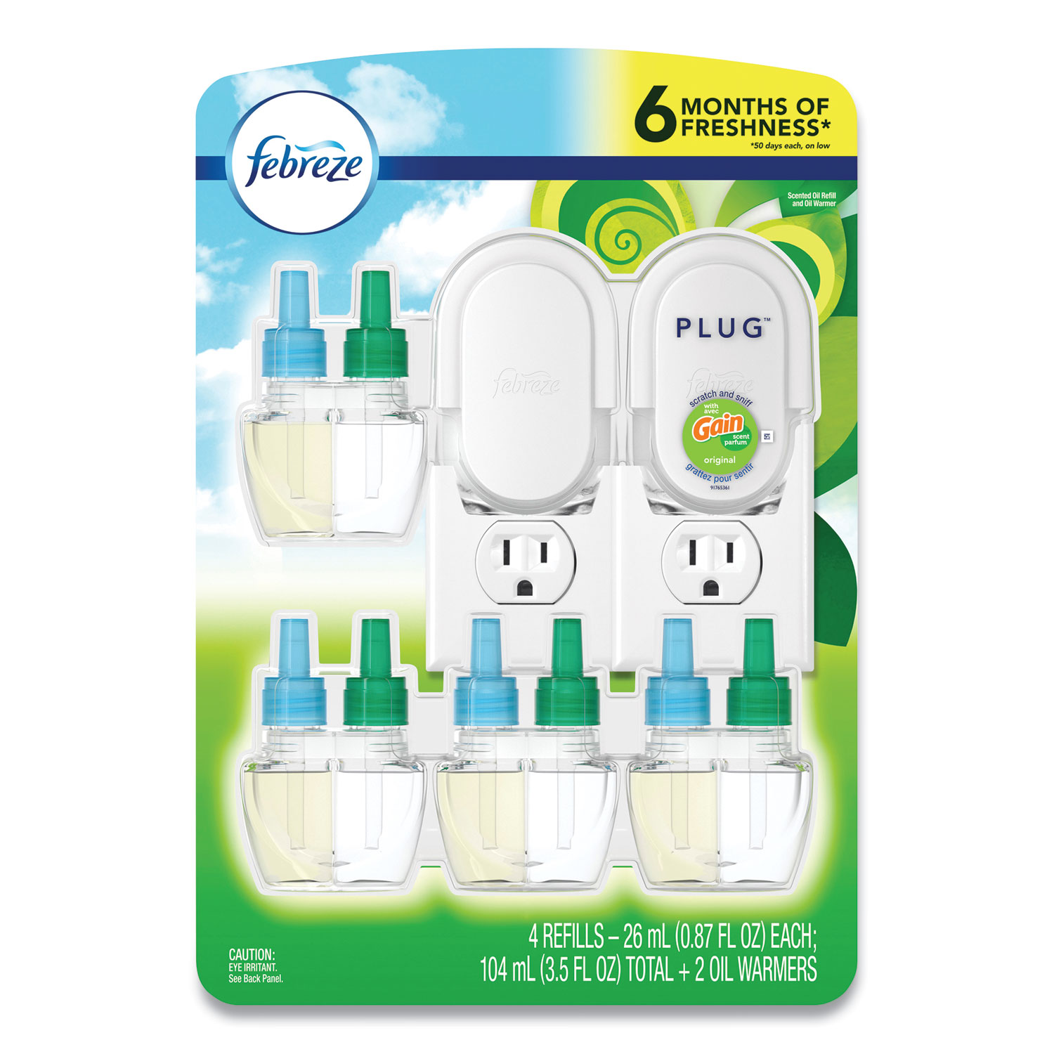  Febreze 89730 PLUG Air Freshener w/ 2 Oil Warmers and 4 Scented Oil Refills, Gain Original, 0.87 oz, Free Delivery in 1-4 Business Days (GRR22001101) 