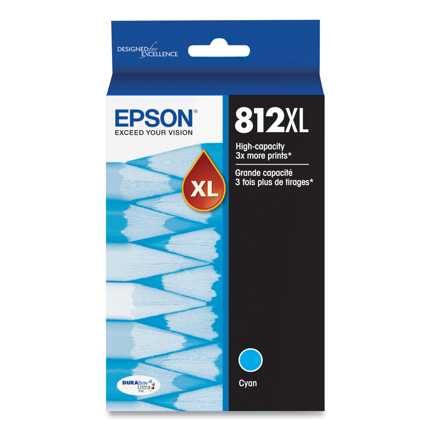 Epson® T812XL220S (T812XL) DURABrite Ultra High-Yield Ink, 1,100 Page-Yield, Cyan