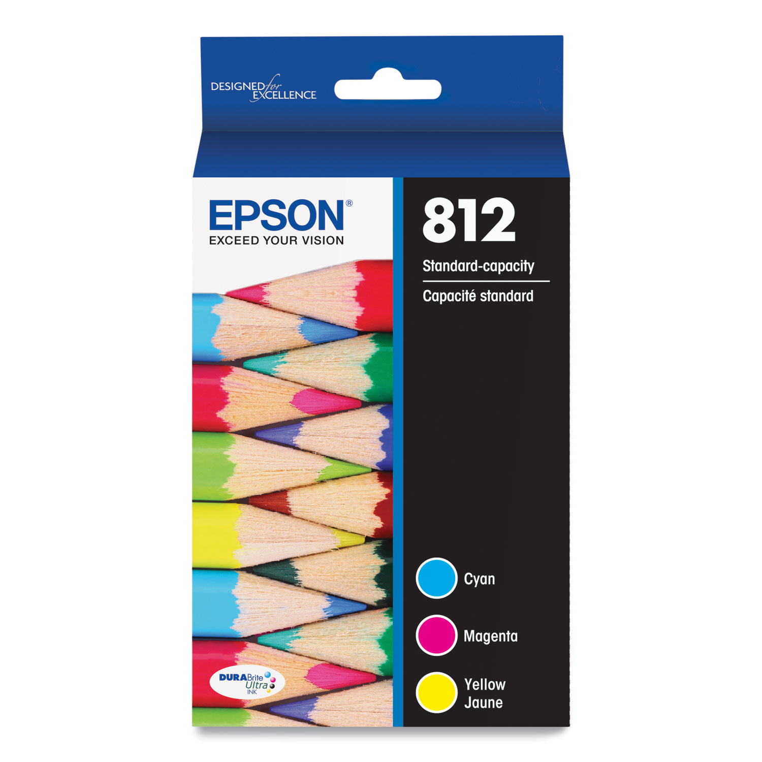 Epson® T812520S (T812) DURABrite Ultra Ink, C,M,Y-300 Page-Yield, Cyan/Magenta/Yellow
