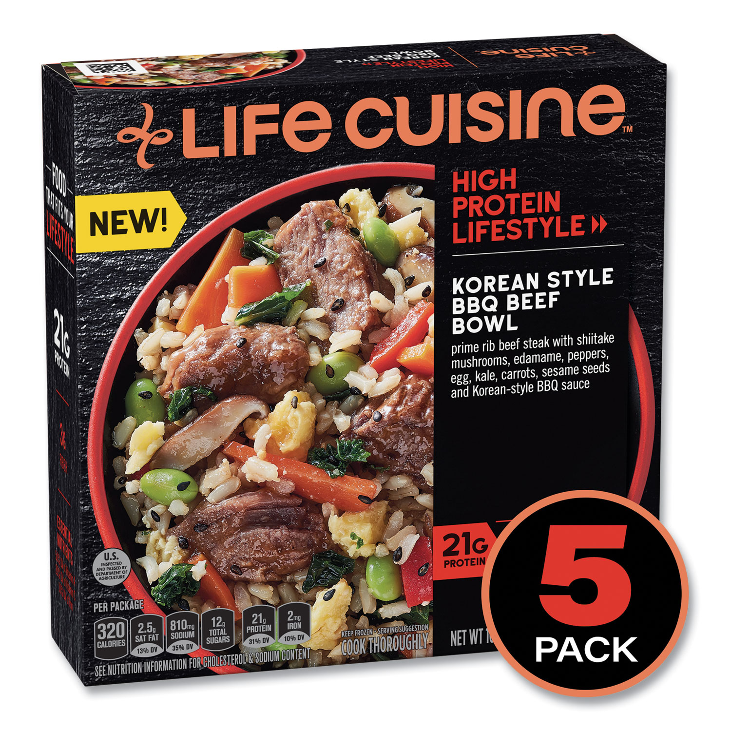  Life Cuisine 12425929 High Protein Lifestyle Korean Style BBQ Beef Bowl, 10 oz Bowl, 5/Pack, Free Delivery in 1-4 Business Days (GRR90300201) 