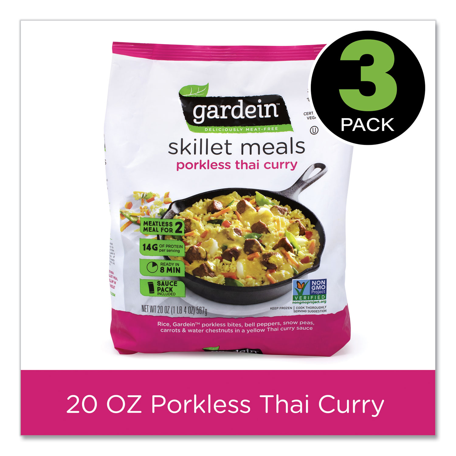  gardein 4223400345 Skillet Meal Thai Porless Curry, 20 oz Bag, 3/Pack, Free Delivery in 1-4 Business Days (GRR90300159) 