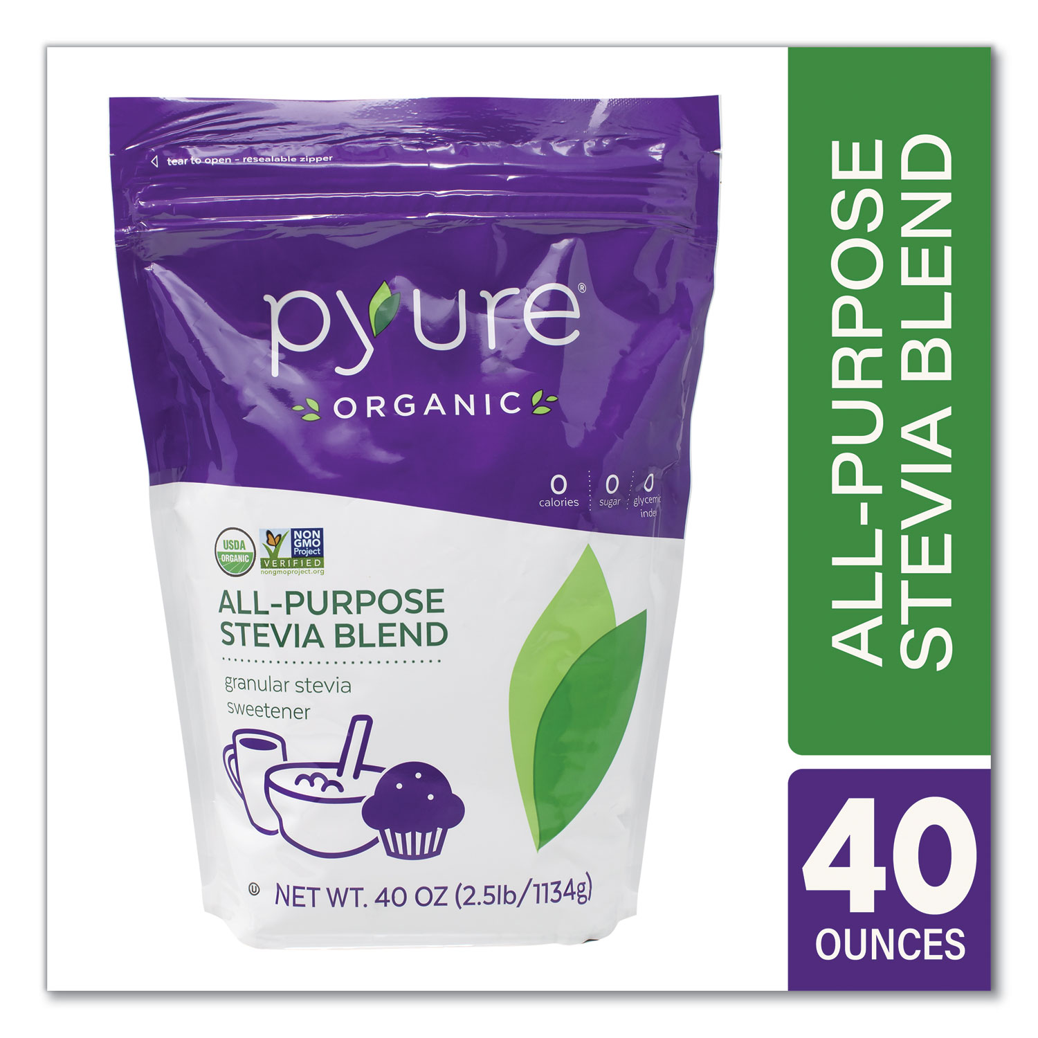  Pyure Organic Stevia 91747 All-Purpose Granular Sweetener Blend, 40 oz Bag, Free Delivery in 1-4 Business Days (GRR22001143) 