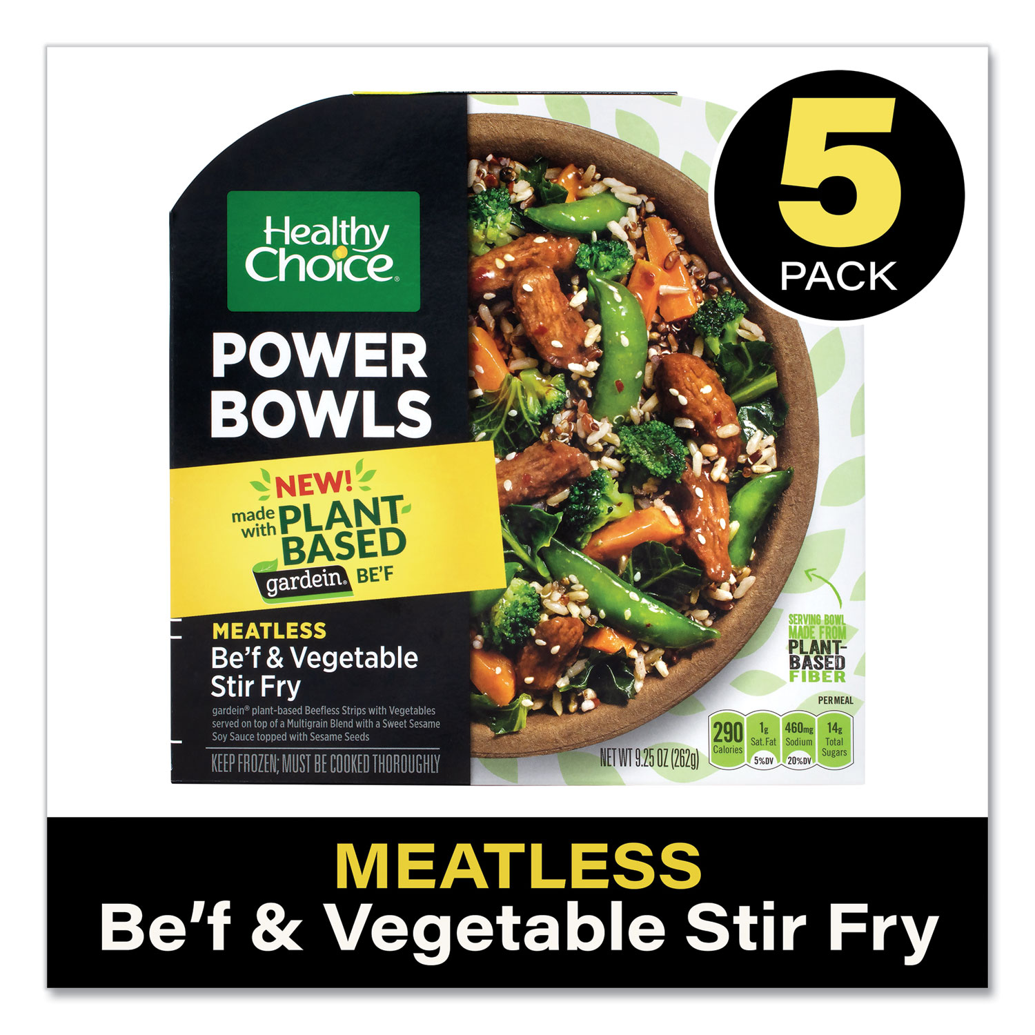  Healthy Choice 7265522117 Power Bowl Gardein Beef and Vegetable Stir Fry, 9.25 oz Bowl, 5/Pack, Free Delivery in 1-4 Business Days (GRR90300170) 